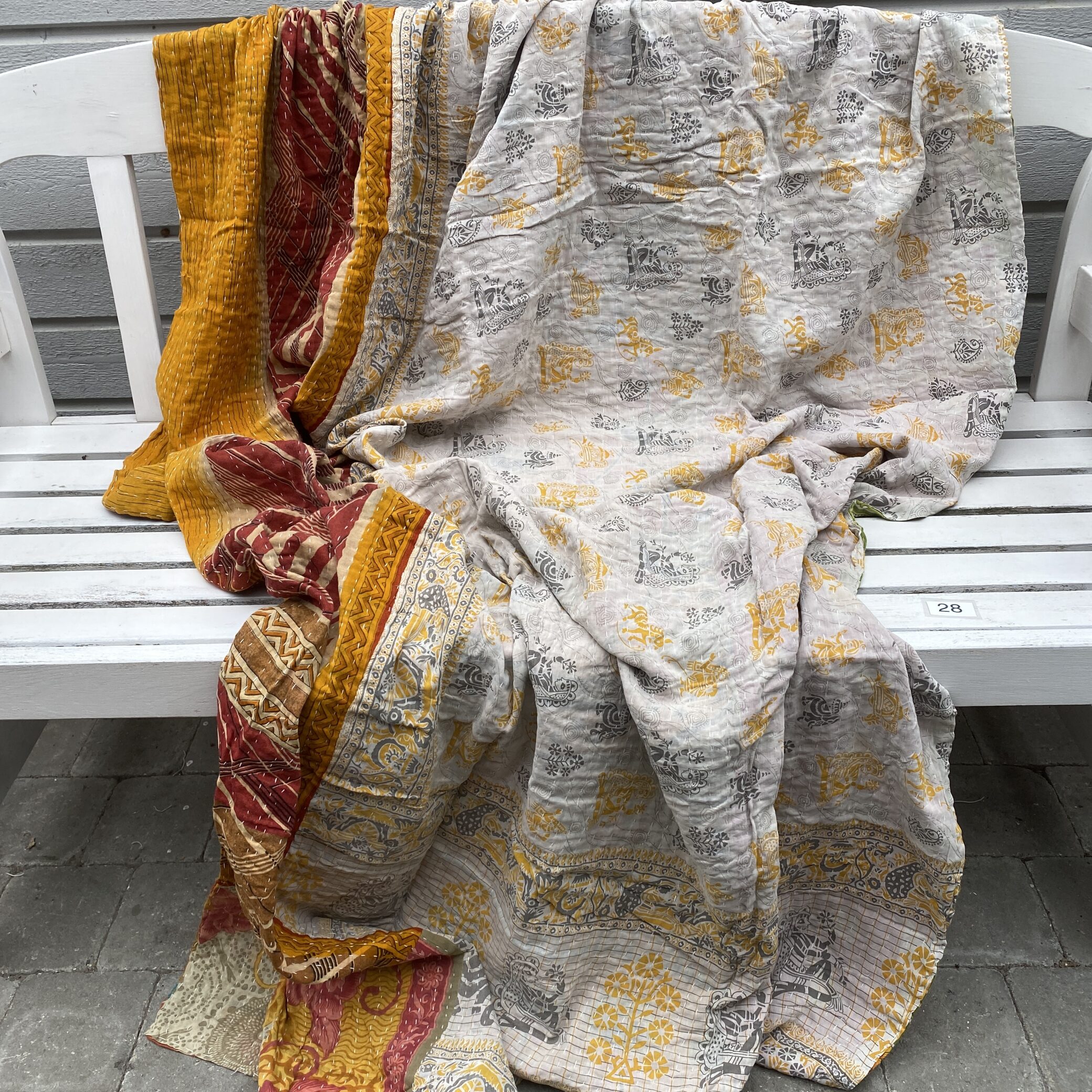 Sari kantha tæppe ca. 135x230 cm. #28