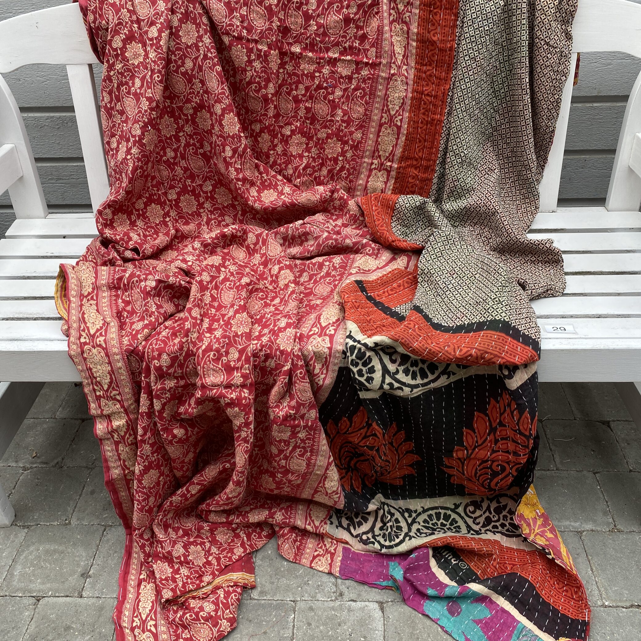 Sari kantha tæppe ca. 135x230 cm. #29
