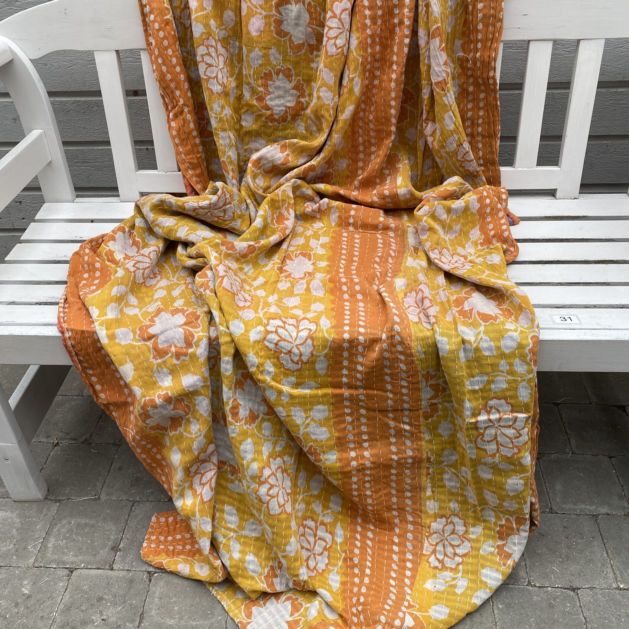 Sari kantha tæppe ca. 135x230 cm. #31