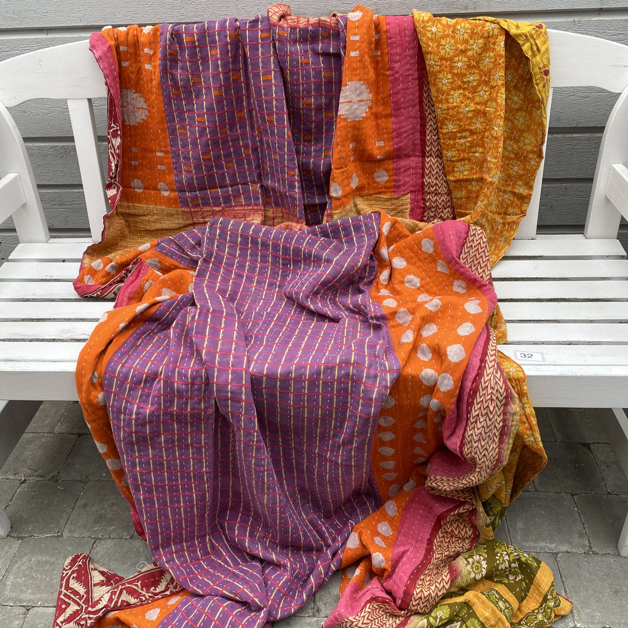 Sari kantha tæppe ca. 135x230 cm. #32