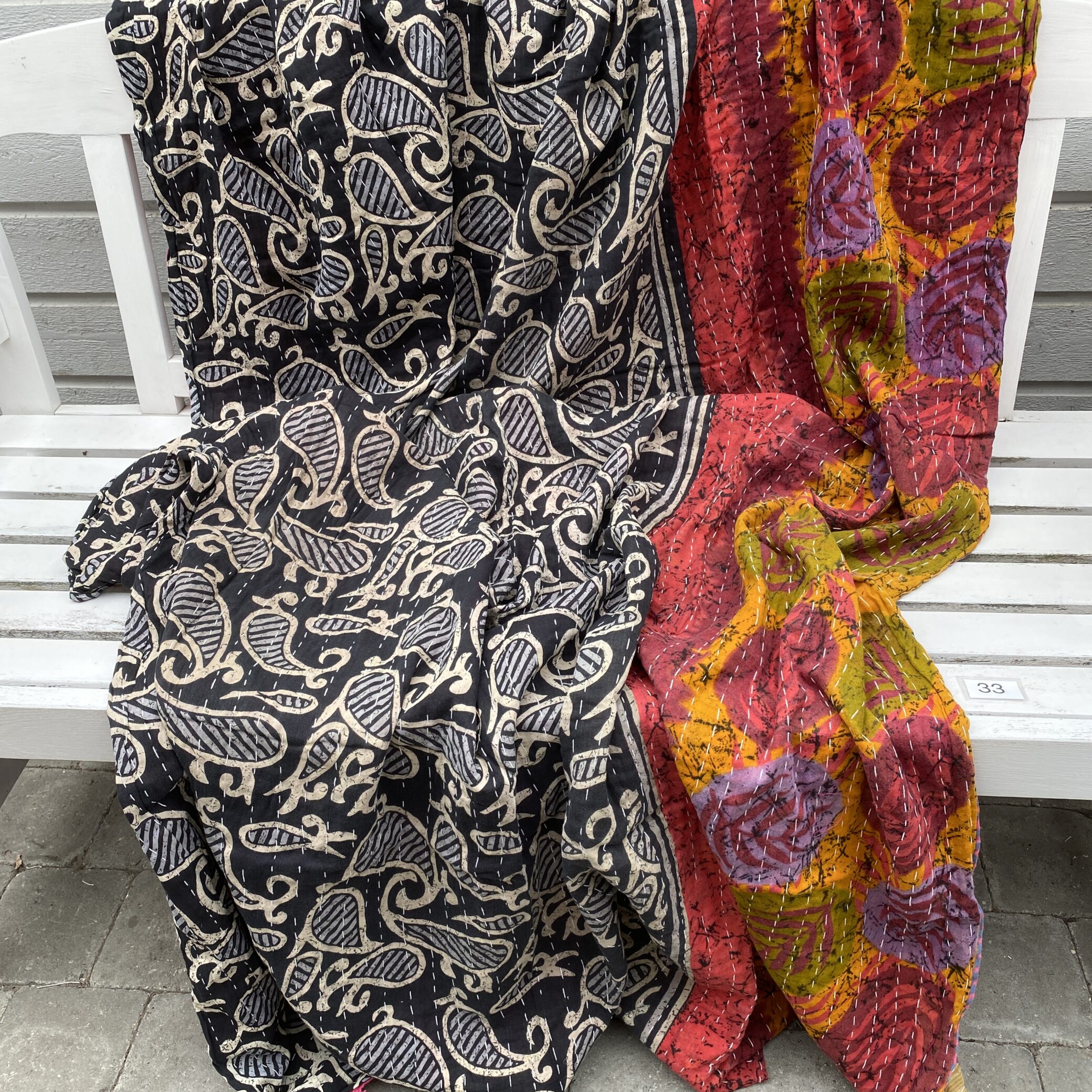 Sari kantha tæppe ca. 135x230 cm. #33