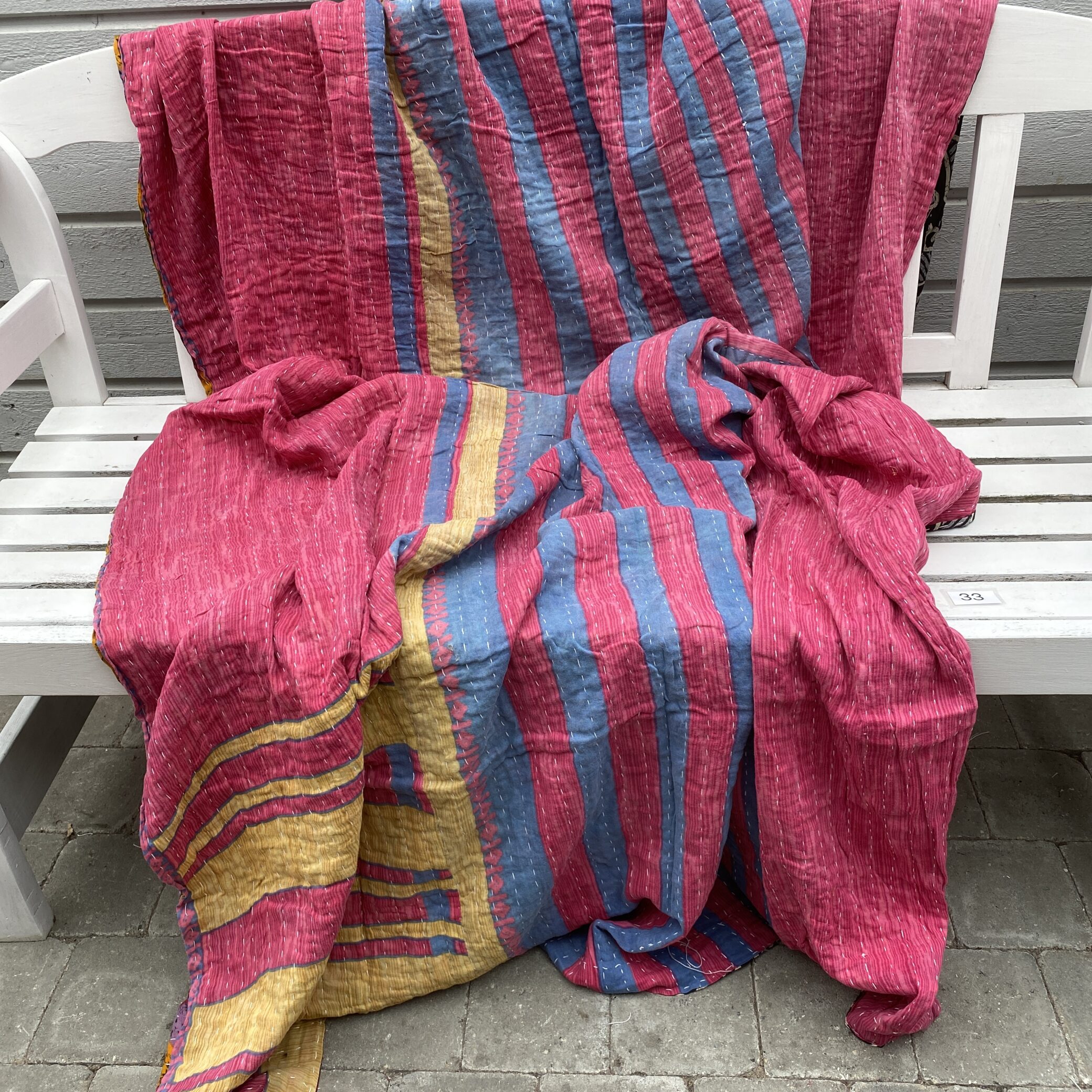 Sari kantha tæppe ca. 135x230 cm. #33