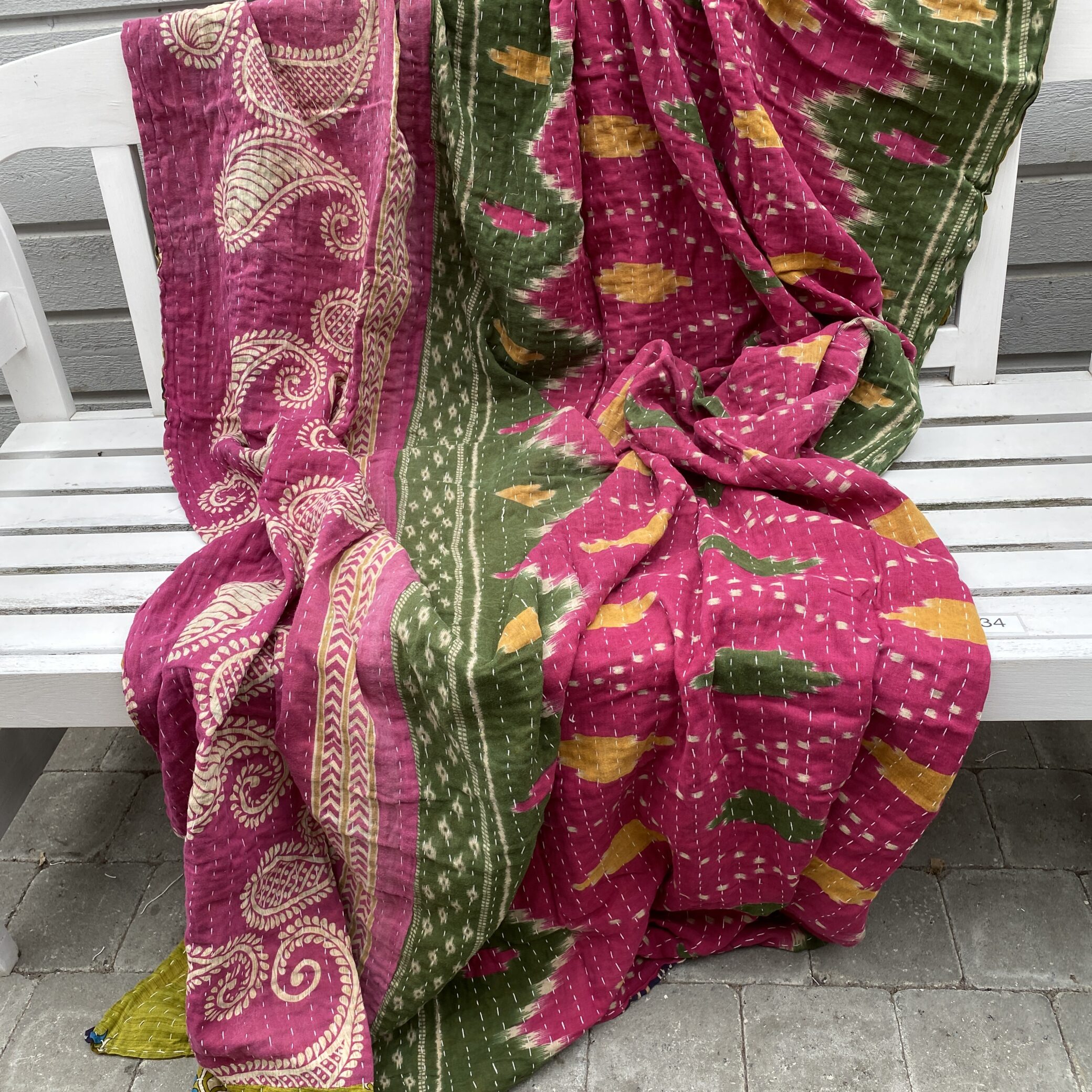 Sari kantha tæppe ca. 135x230 cm. #34