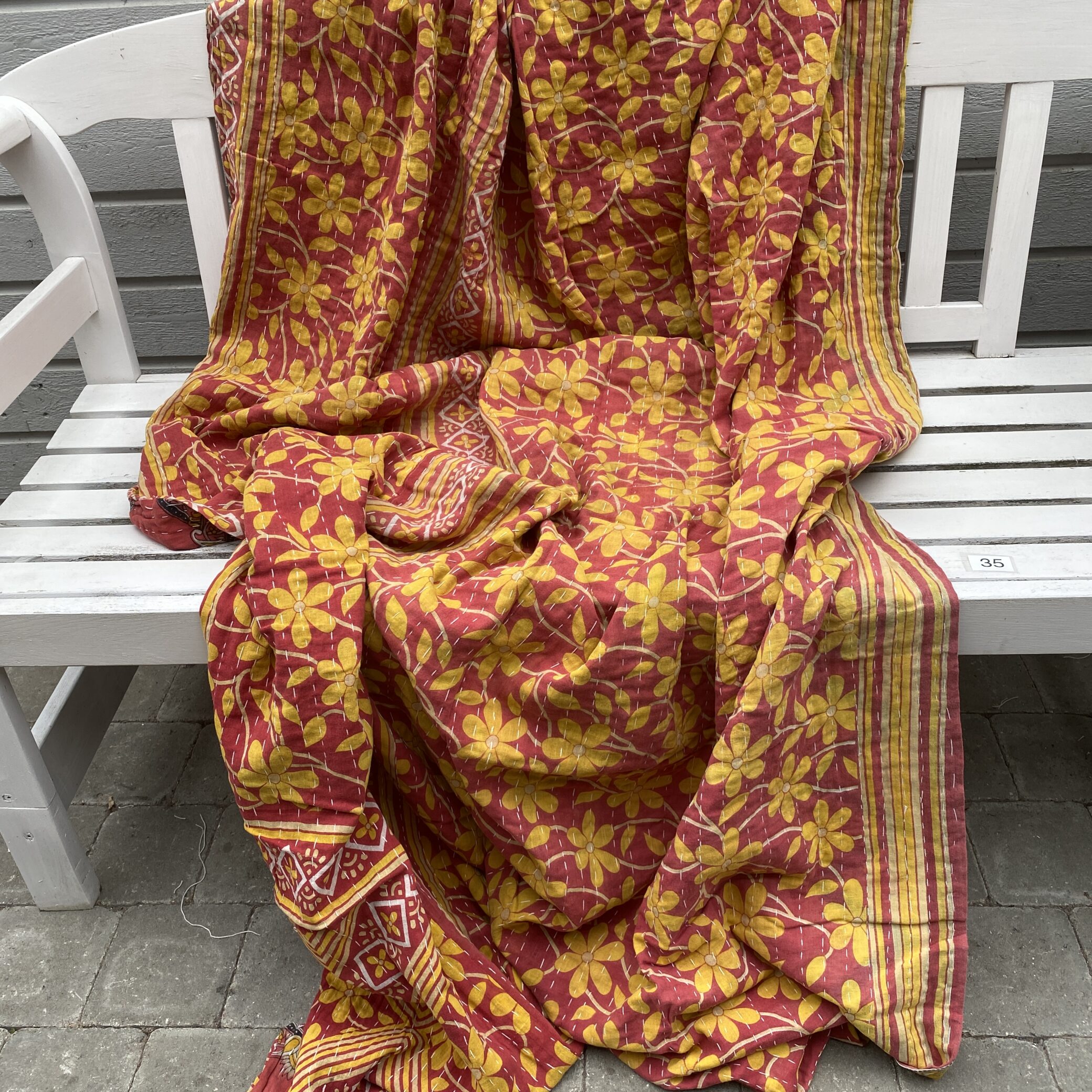 Sari kantha tæppe ca. 135x230 cm. #35