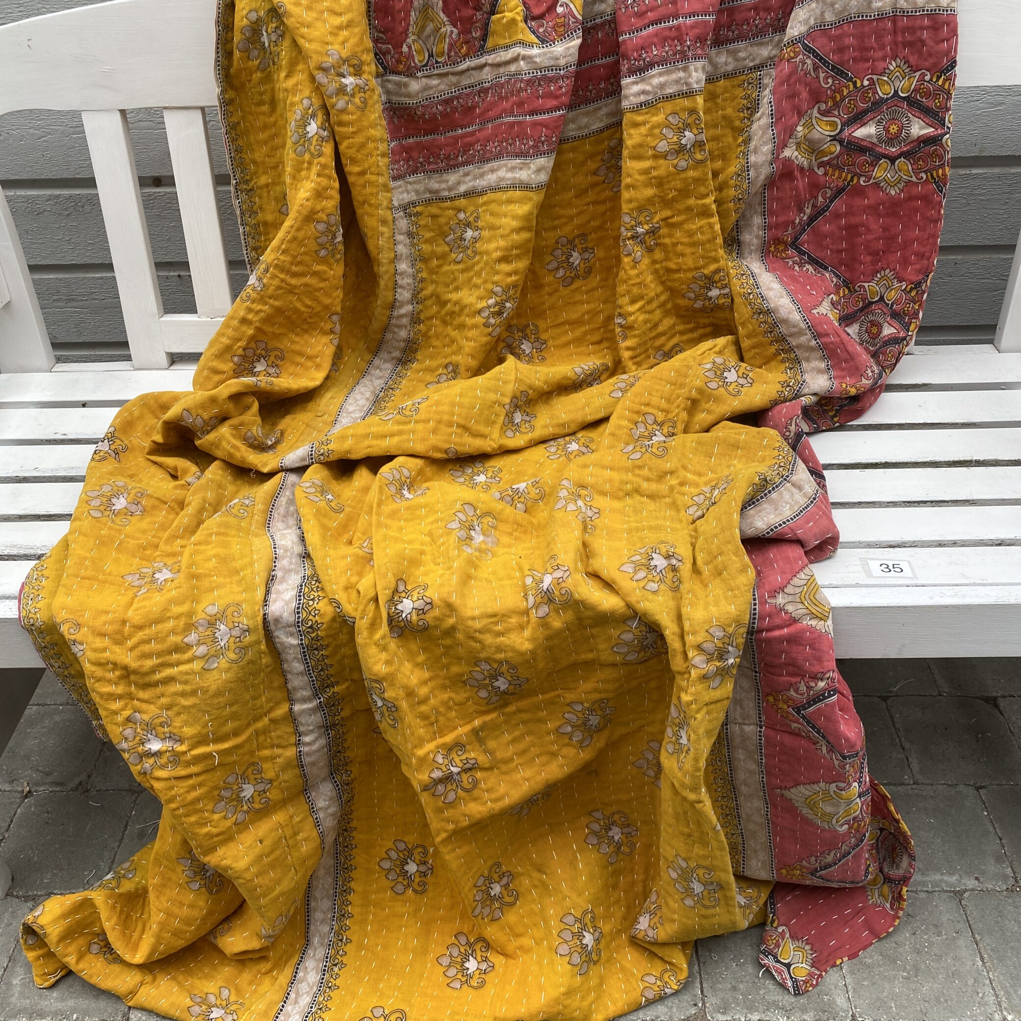 Sari kantha tæppe ca. 135x230 cm. #35