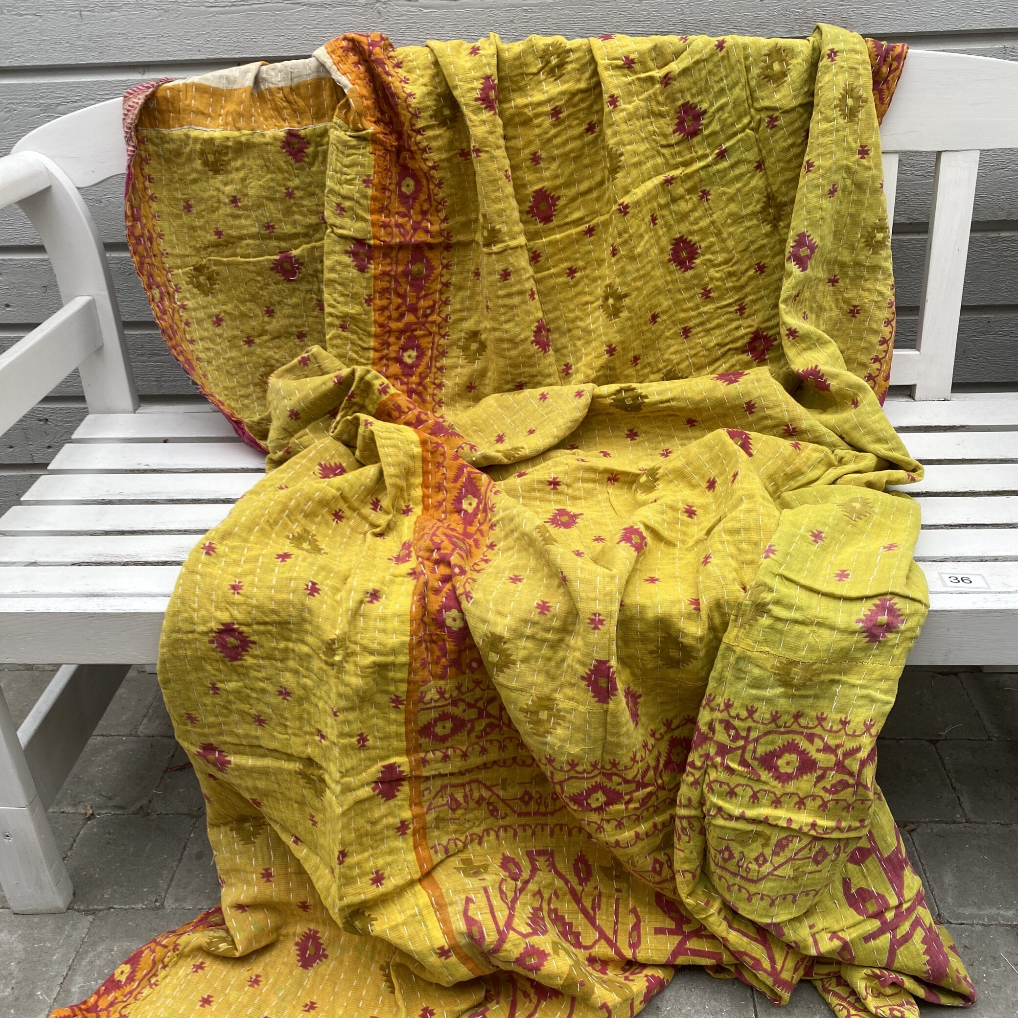 Sari kantha tæppe ca. 135x230 cm. #36