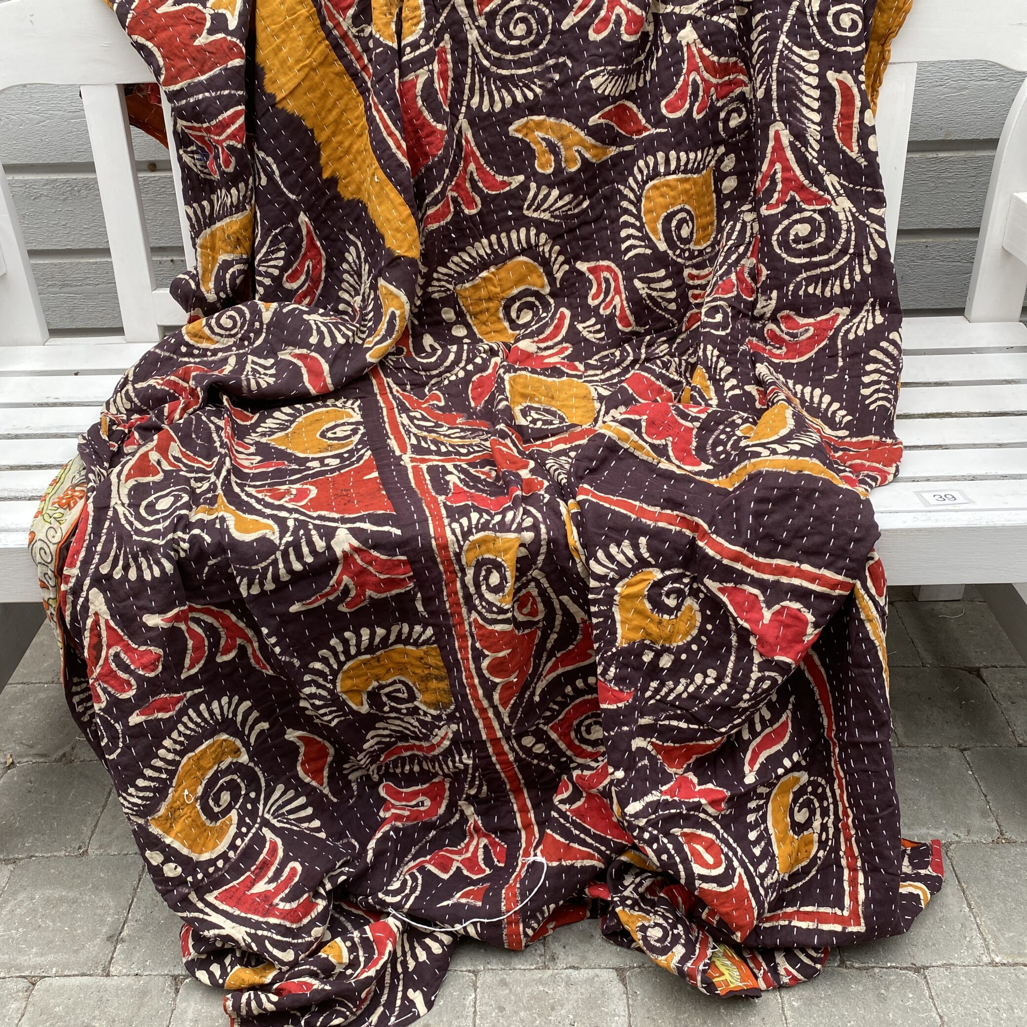 Sari kantha tæppe ca. 135x230 cm. #39