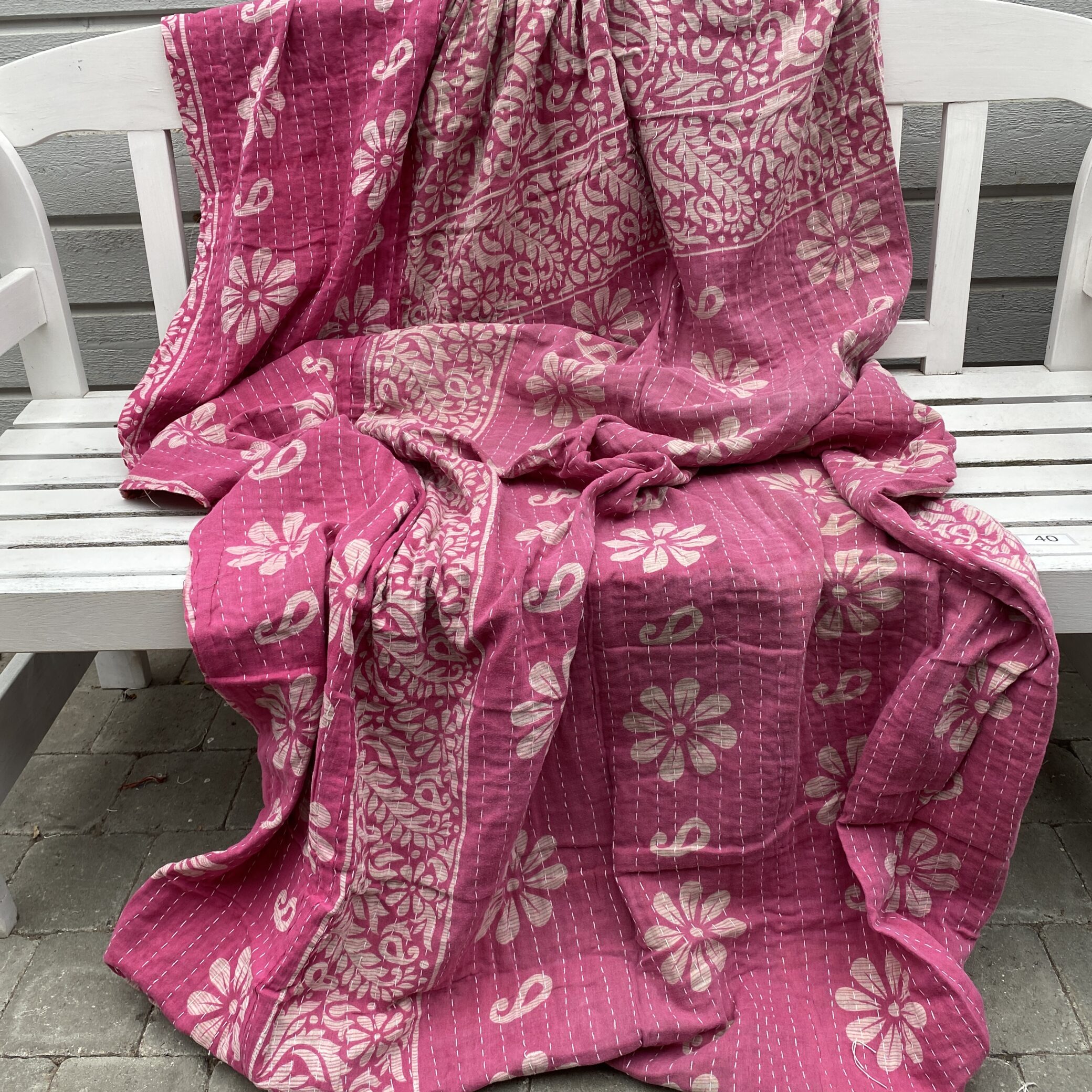 Sari kantha tæppe ca. 135x230 cm. #40