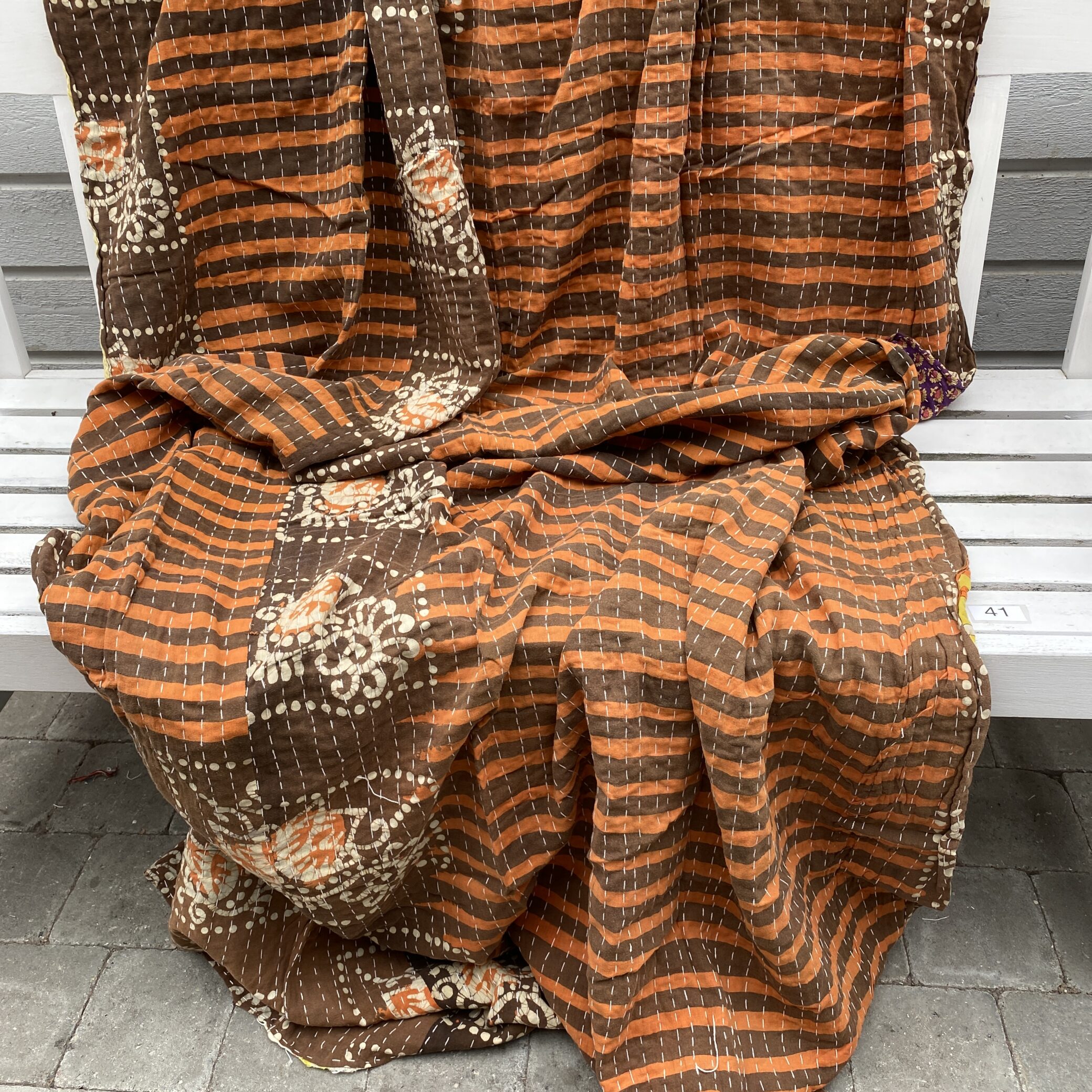 Sari kantha tæppe ca. 135x230 cm. #41