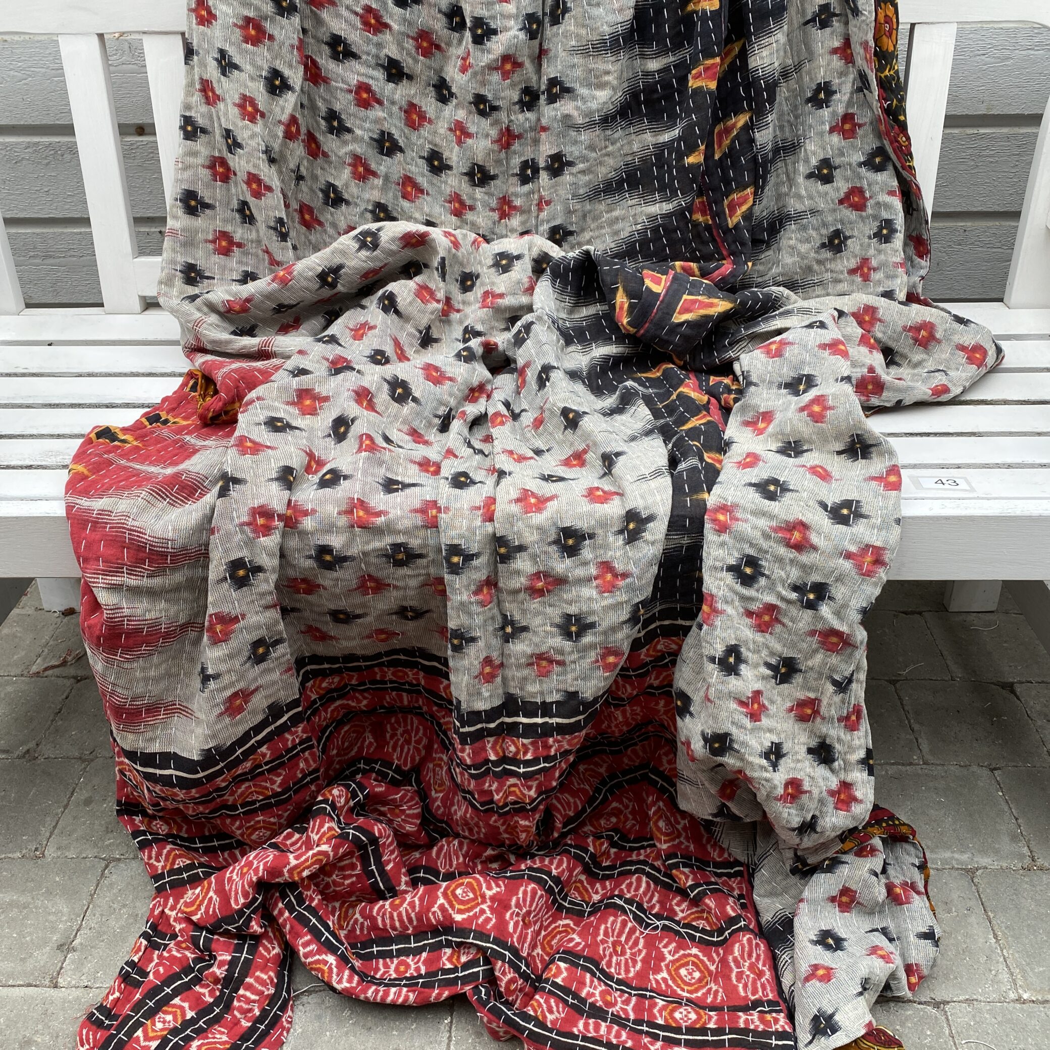 Sari kantha tæppe ca. 135x230 cm. #43