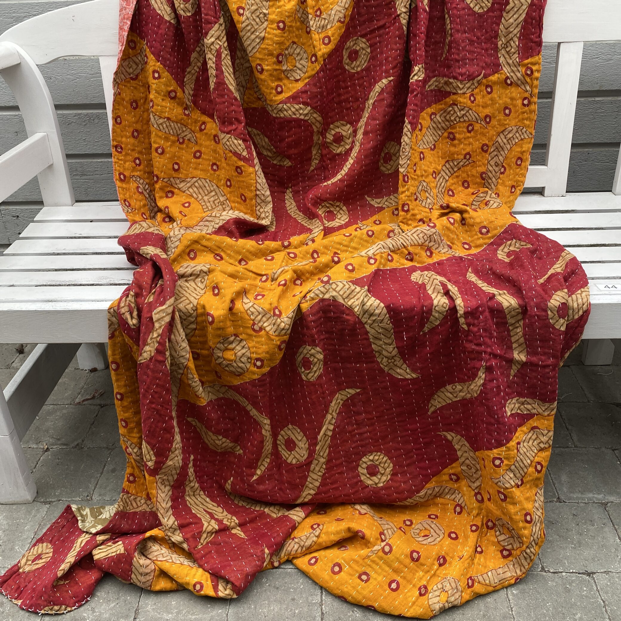 Sari kantha tæppe ca. 135x230 cm. #44