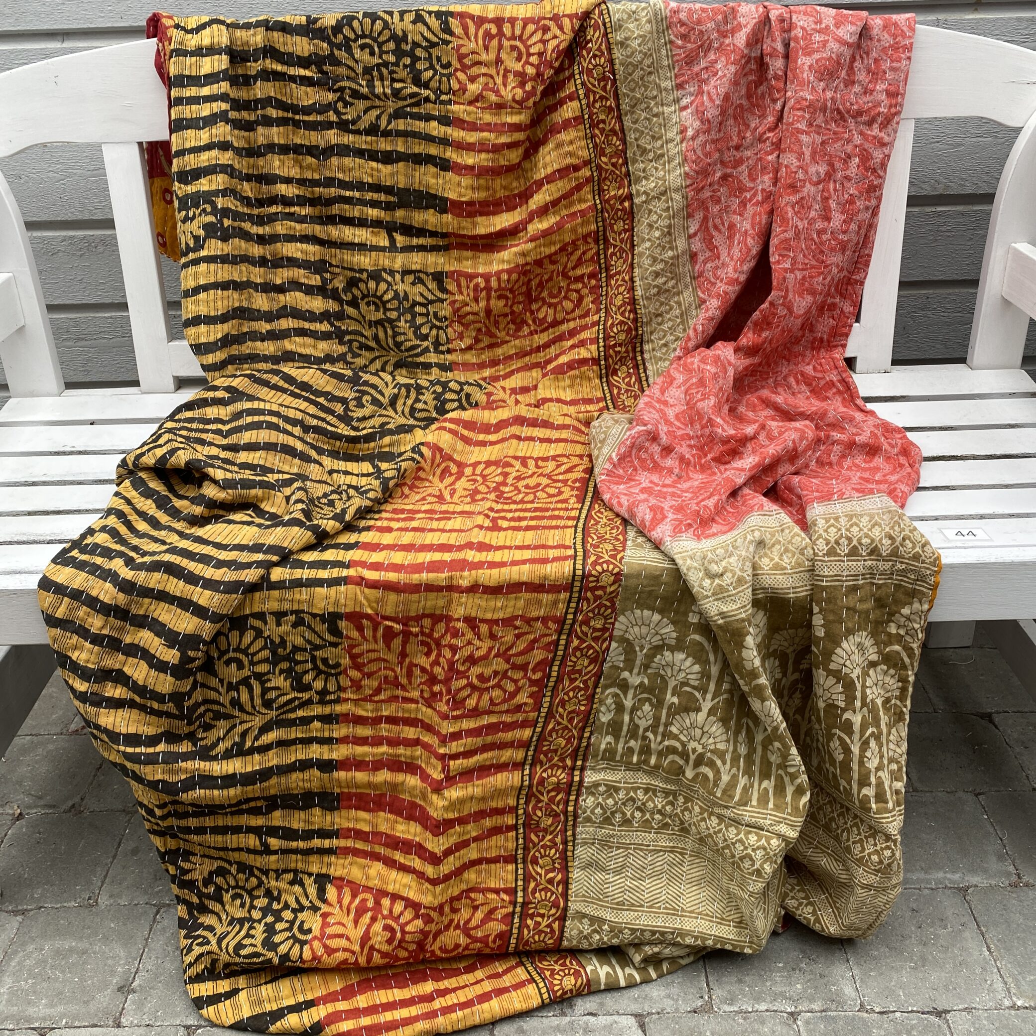 Sari kantha tæppe ca. 135x230 cm. #44