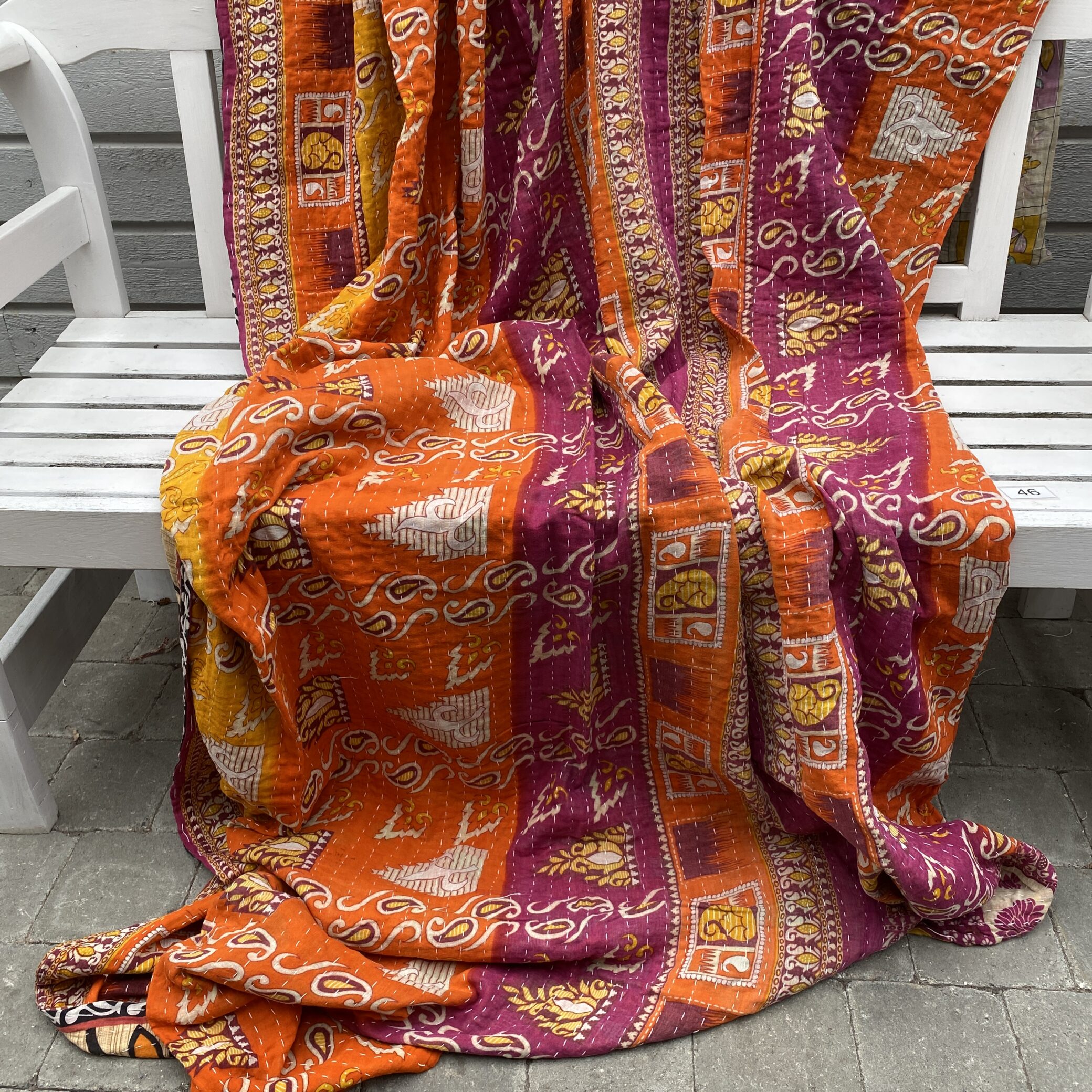 Sari kantha tæppe ca. 135x230 cm. #46