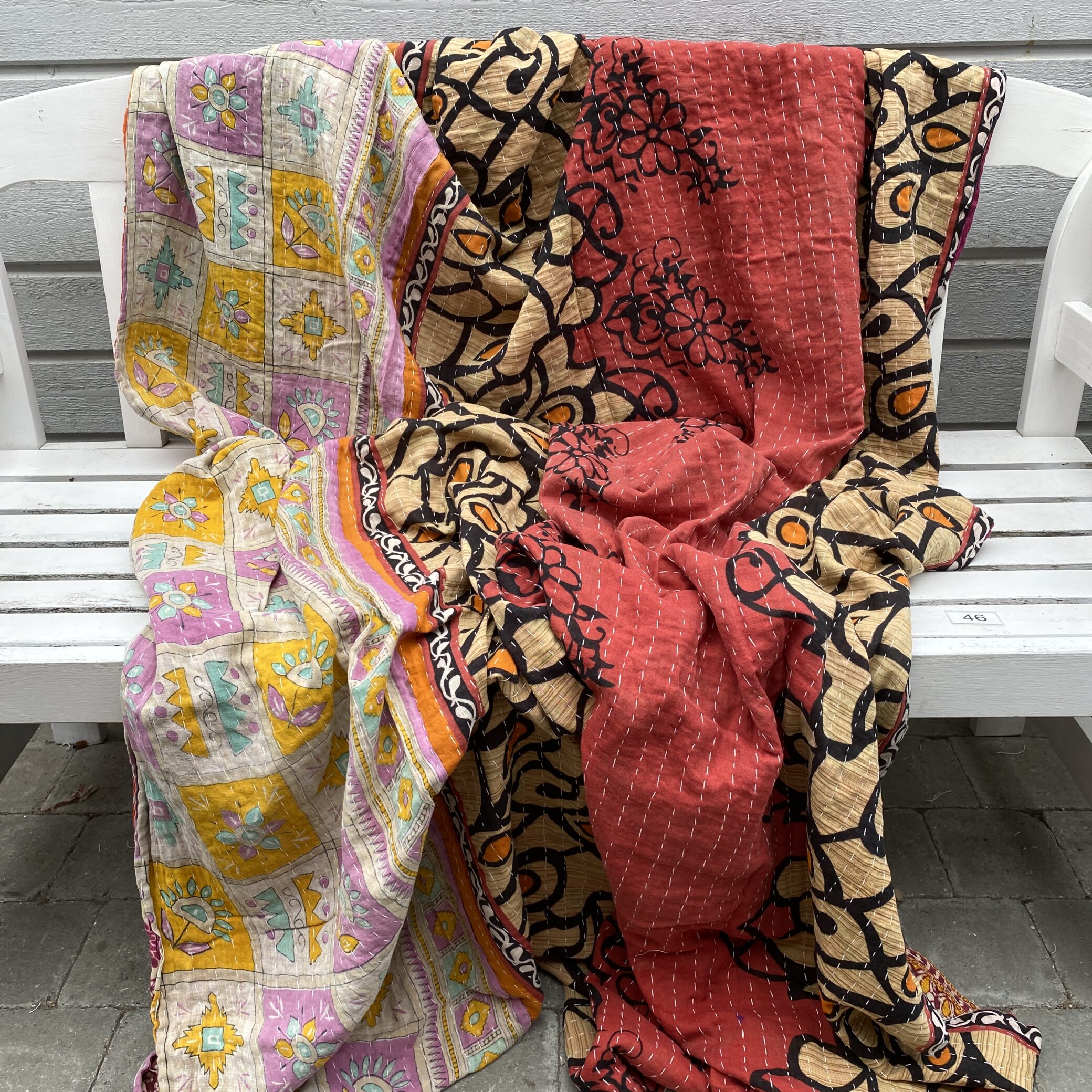 Sari kantha tæppe ca. 135x230 cm. #46