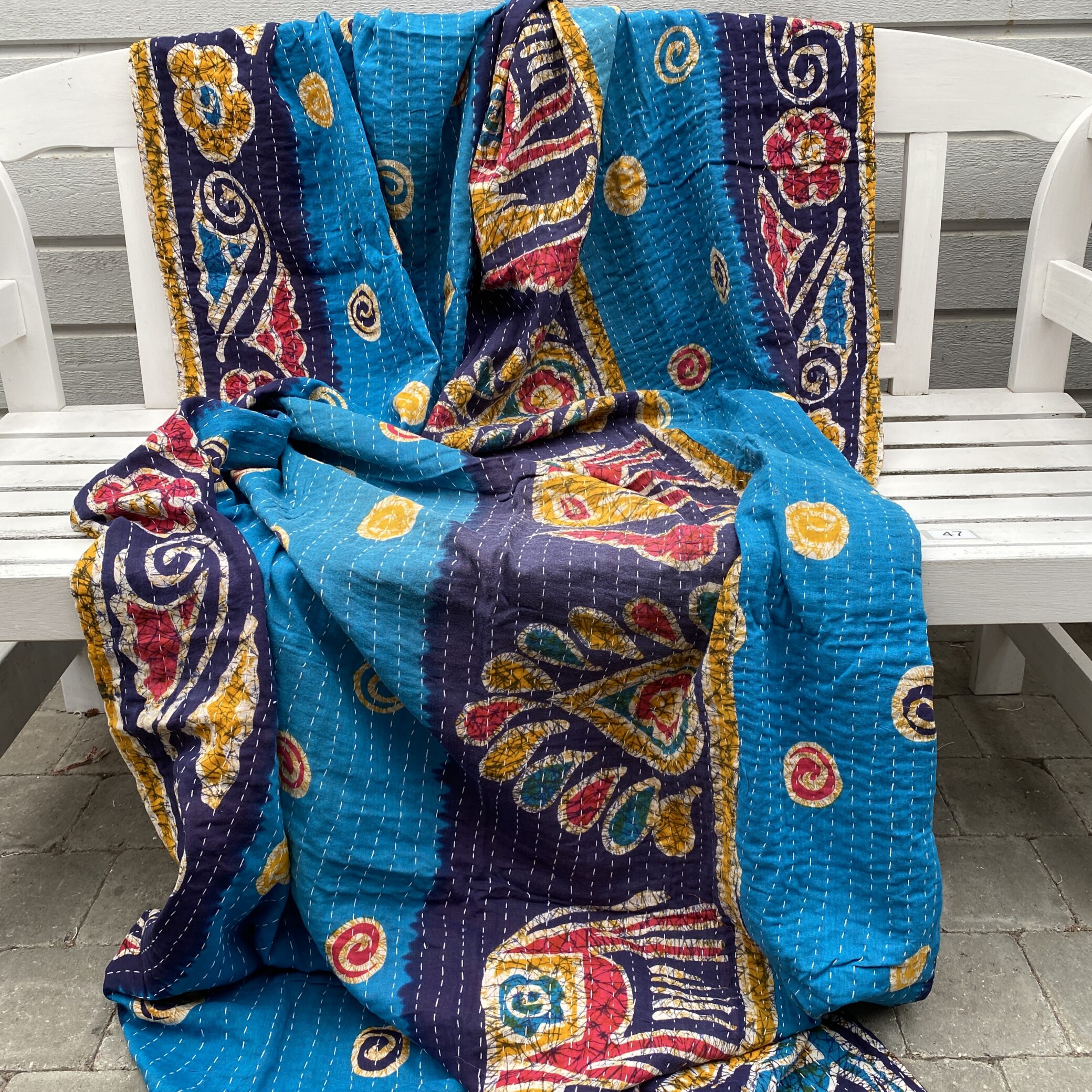 Sari kantha tæppe ca. 135x230 cm. #47