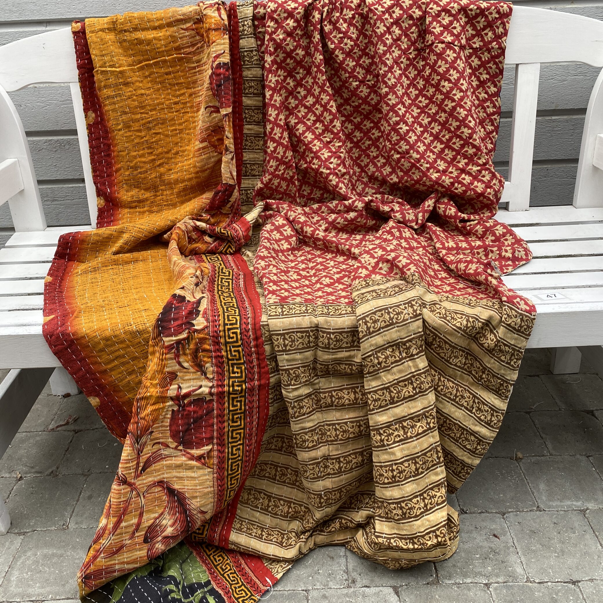 Sari kantha tæppe ca. 135x230 cm. #47