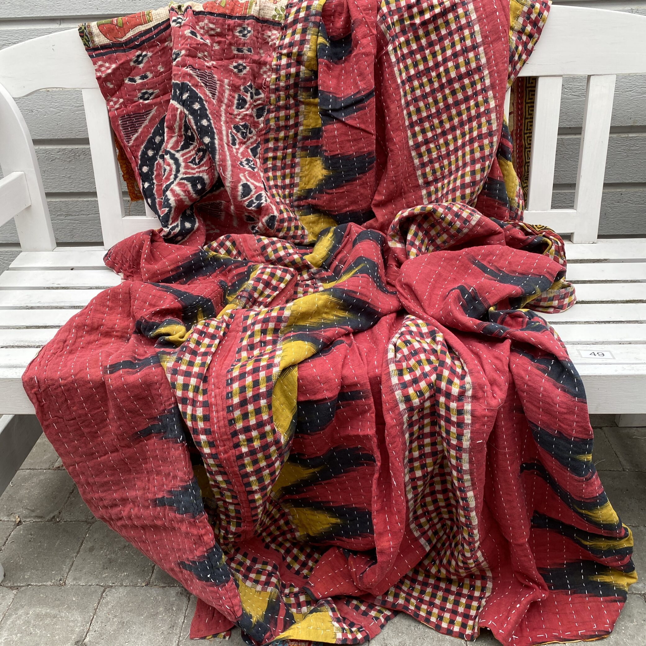 Sari kantha tæppe ca. 135x230 cm. #49