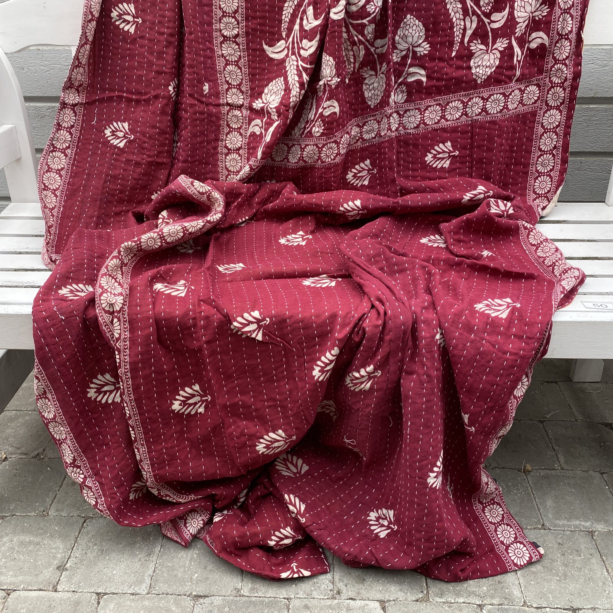 Sari kantha tæppe ca. 135x230 cm. #50