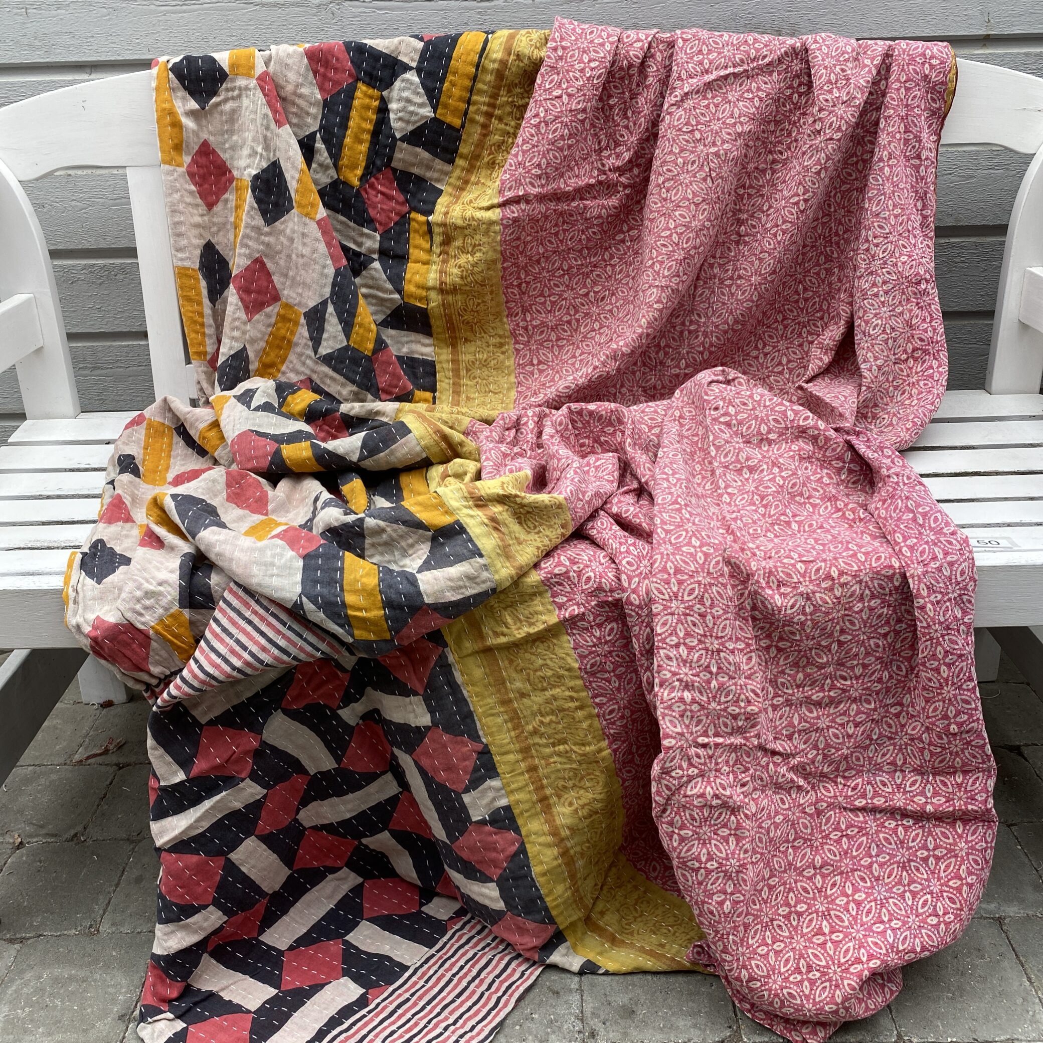 Sari kantha tæppe ca. 135x230 cm. #50