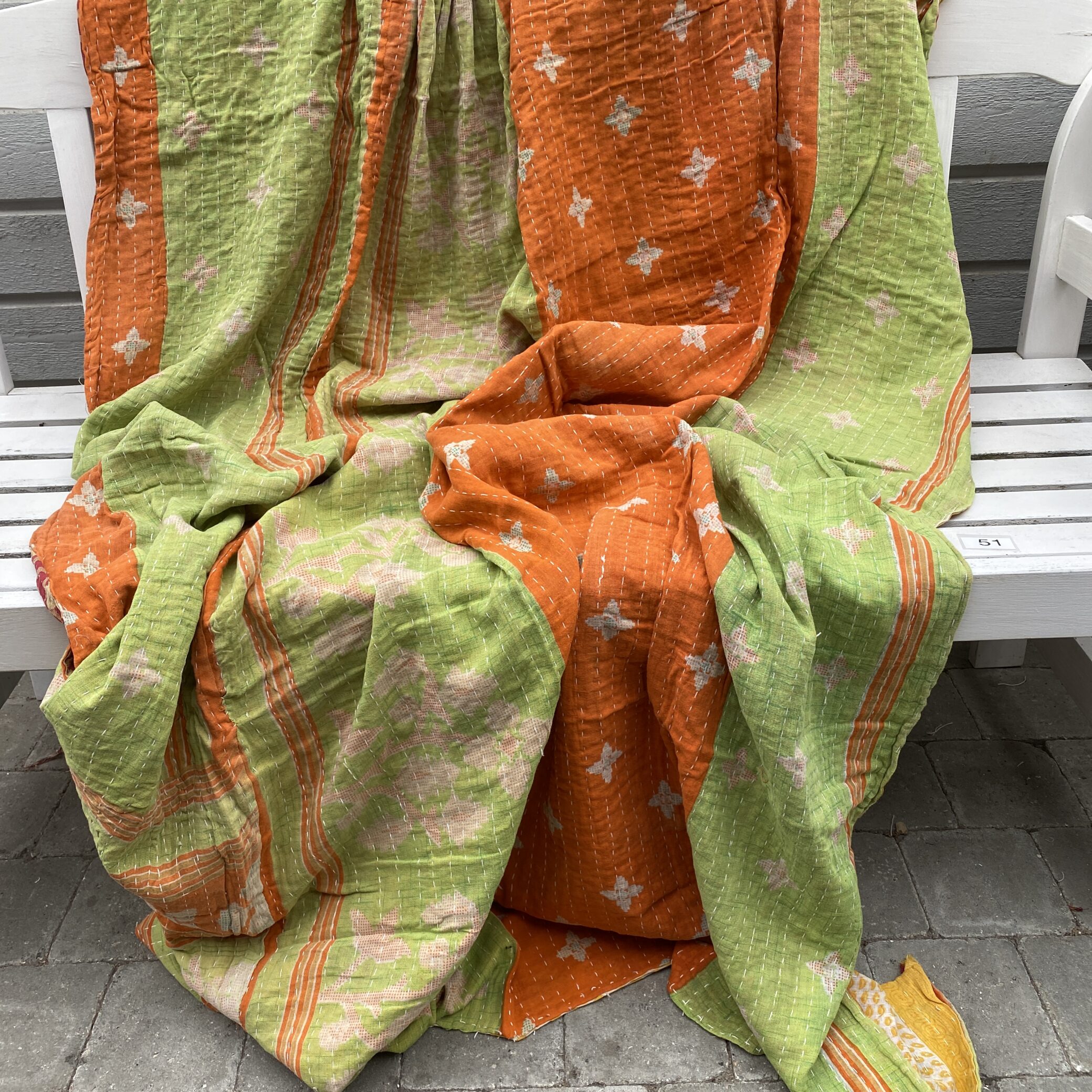 Sari kantha tæppe ca. 135x230 cm. #51