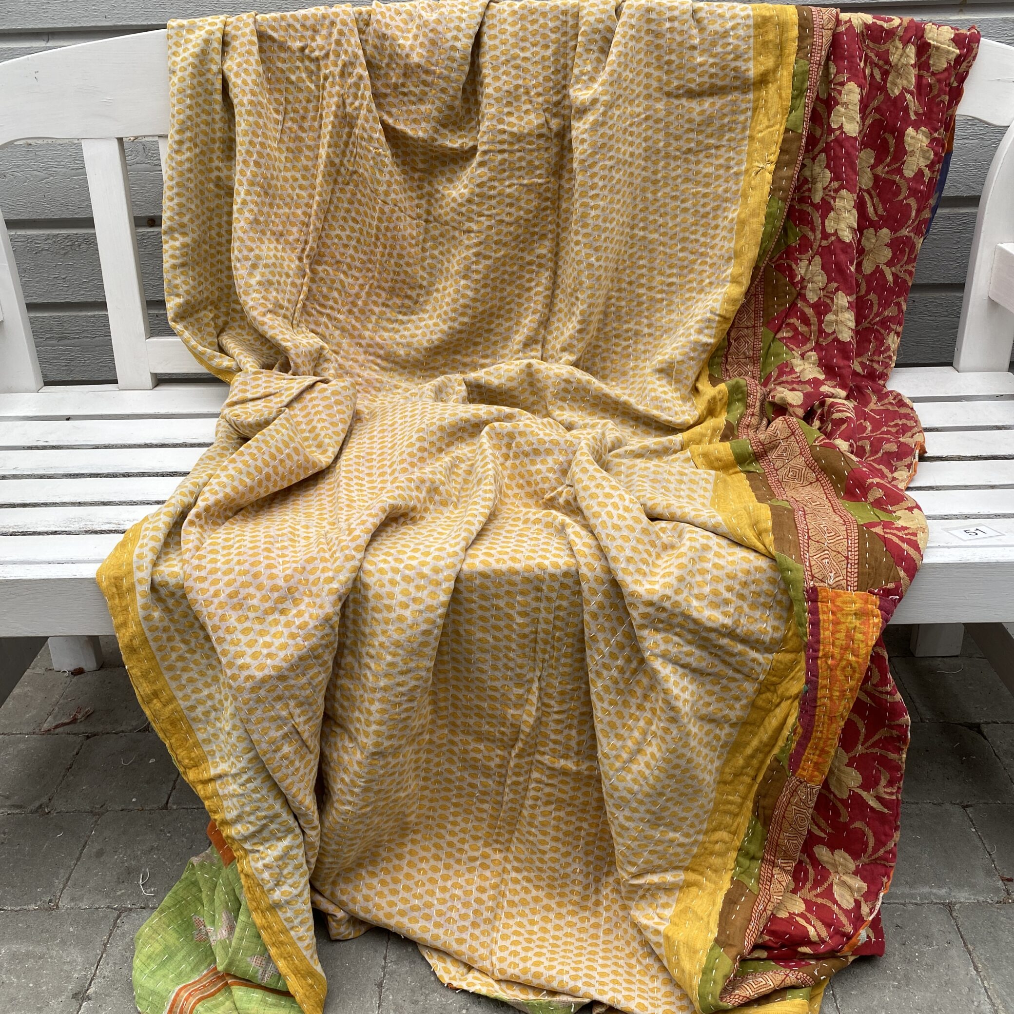 Sari kantha tæppe ca. 135x230 cm. #51