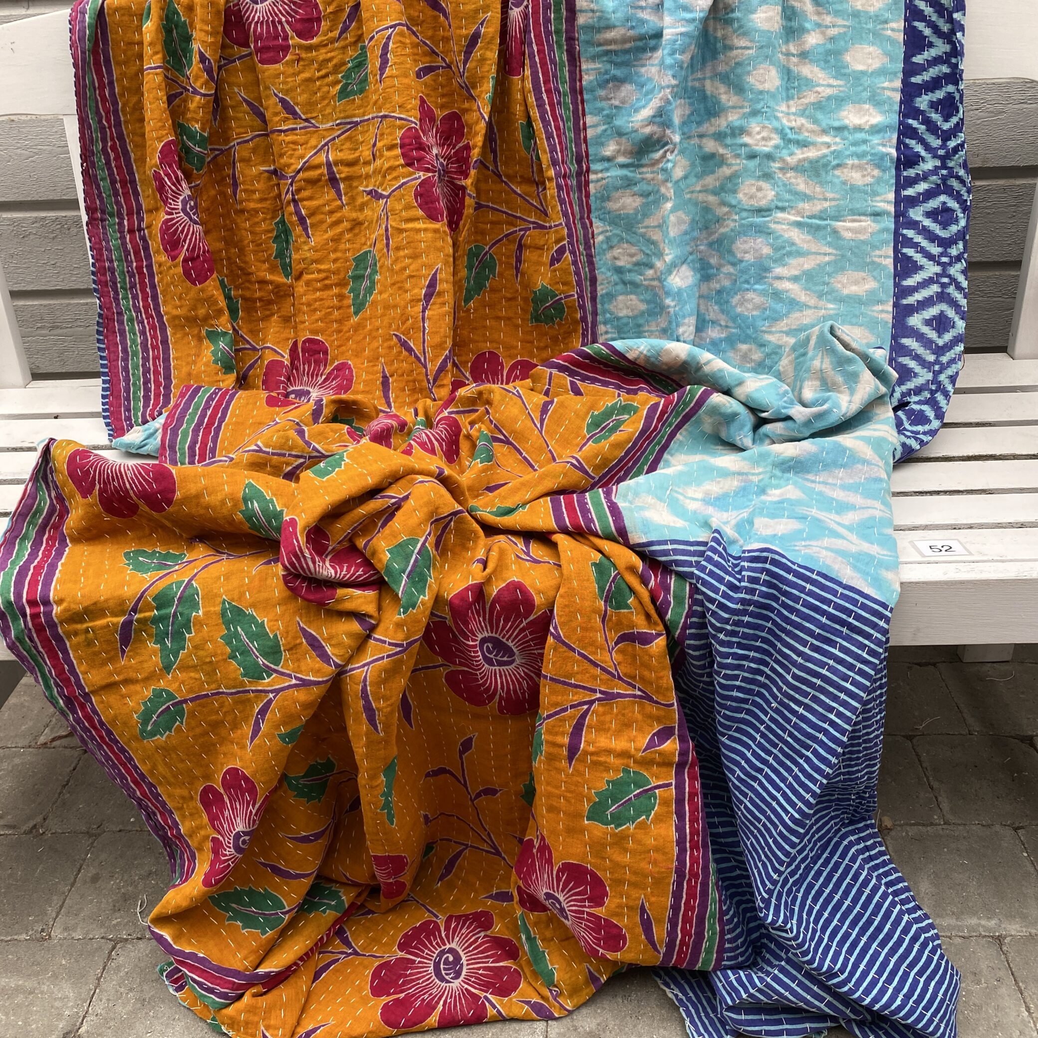 Sari kantha tæppe ca. 135x230 cm. #52