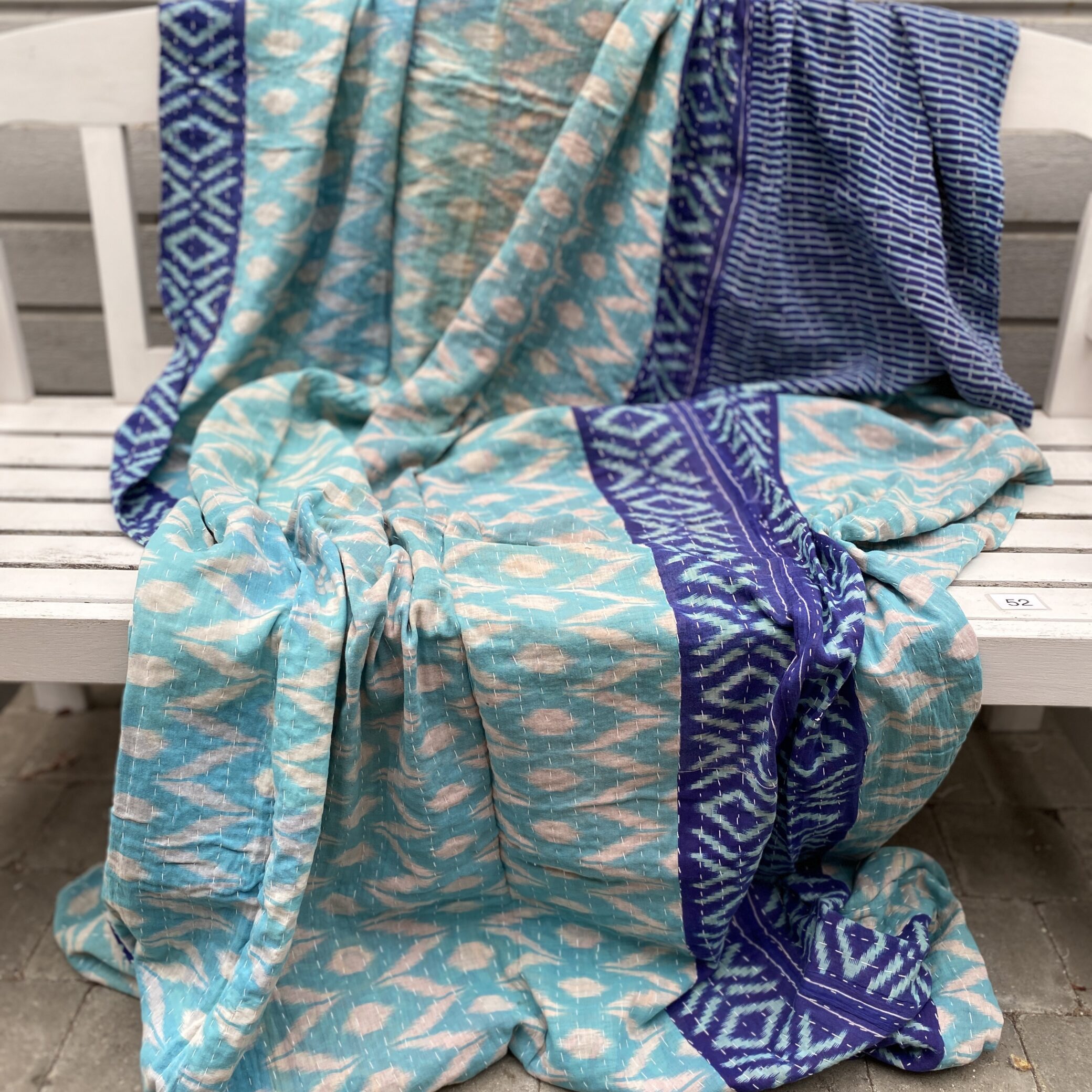 Sari kantha tæppe ca. 135x230 cm. #52