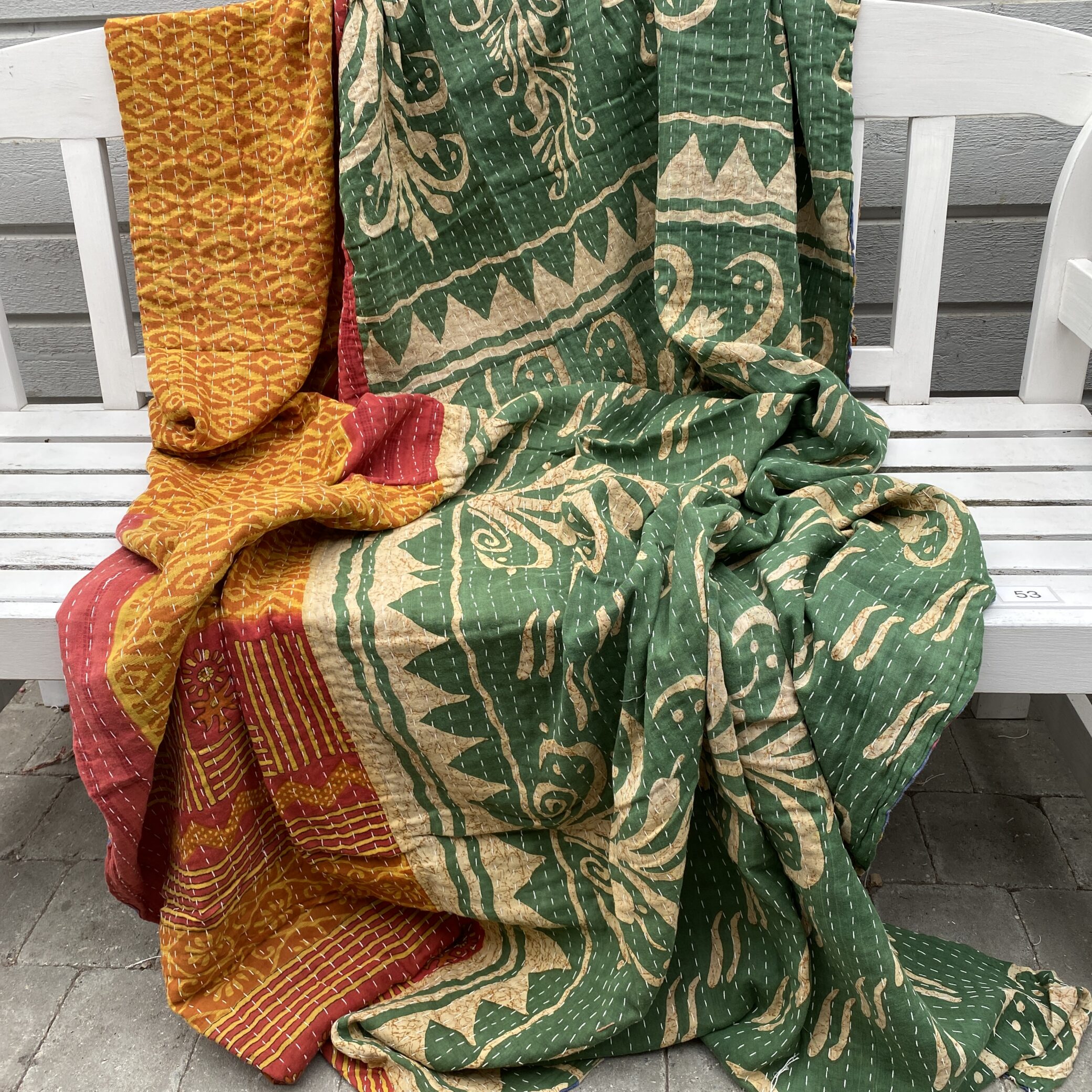 Sari kantha tæppe ca. 135x230 cm. #53