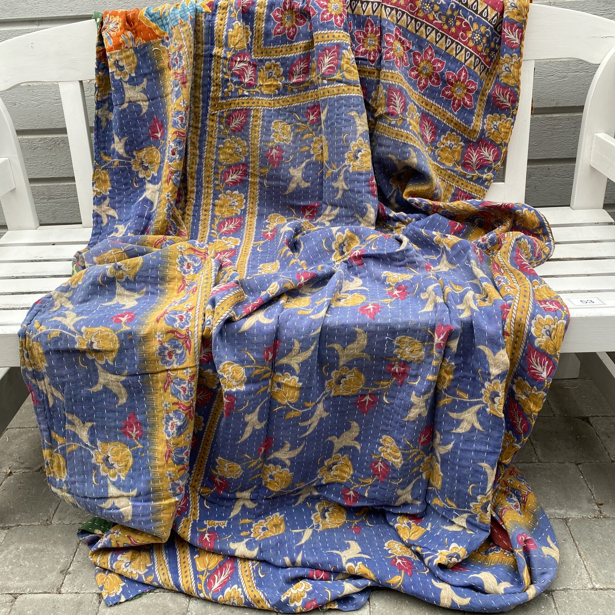 Sari kantha tæppe ca. 135x230 cm. #53