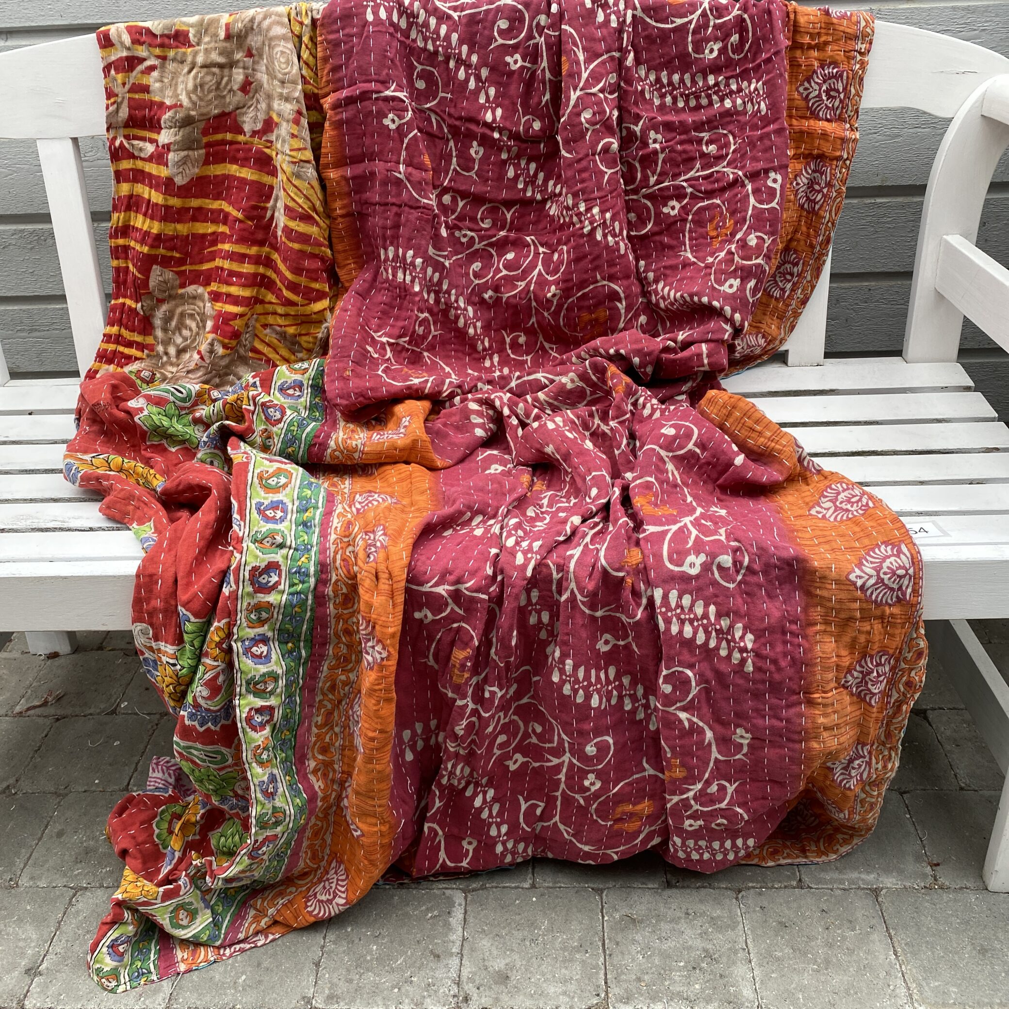 Sari kantha tæppe ca. 135x230 cm. #54