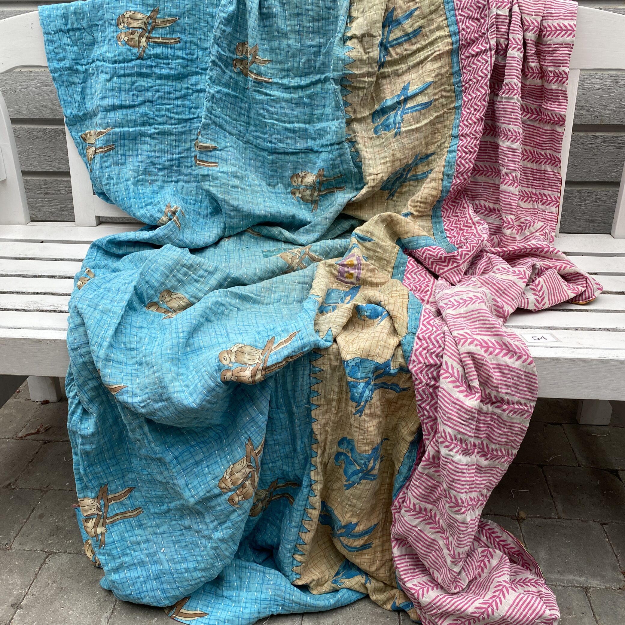 Sari kantha tæppe ca. 135x230 cm. #54