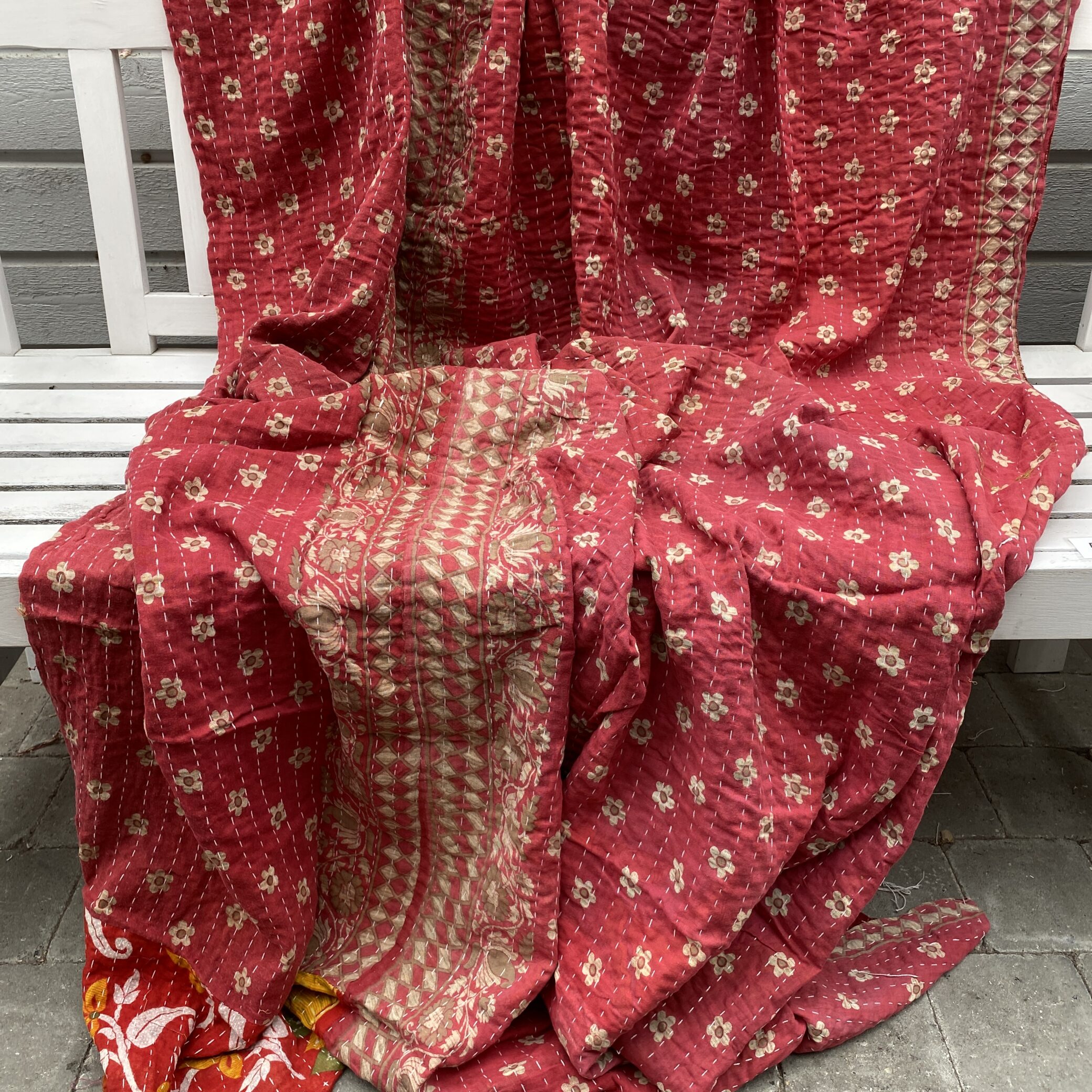 Sari kantha tæppe ca. 135x230 cm. #55