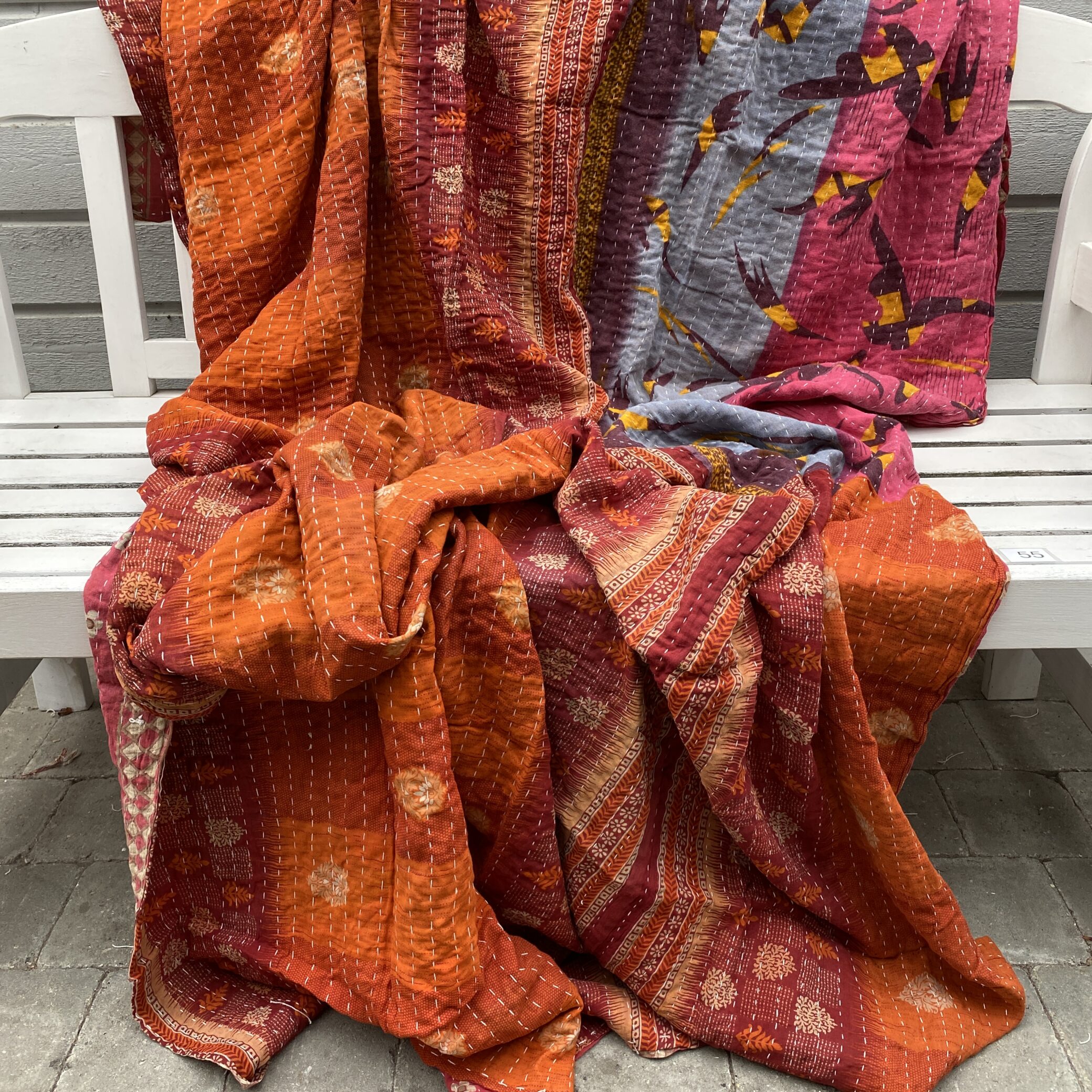 Sari kantha tæppe ca. 135x230 cm. #55