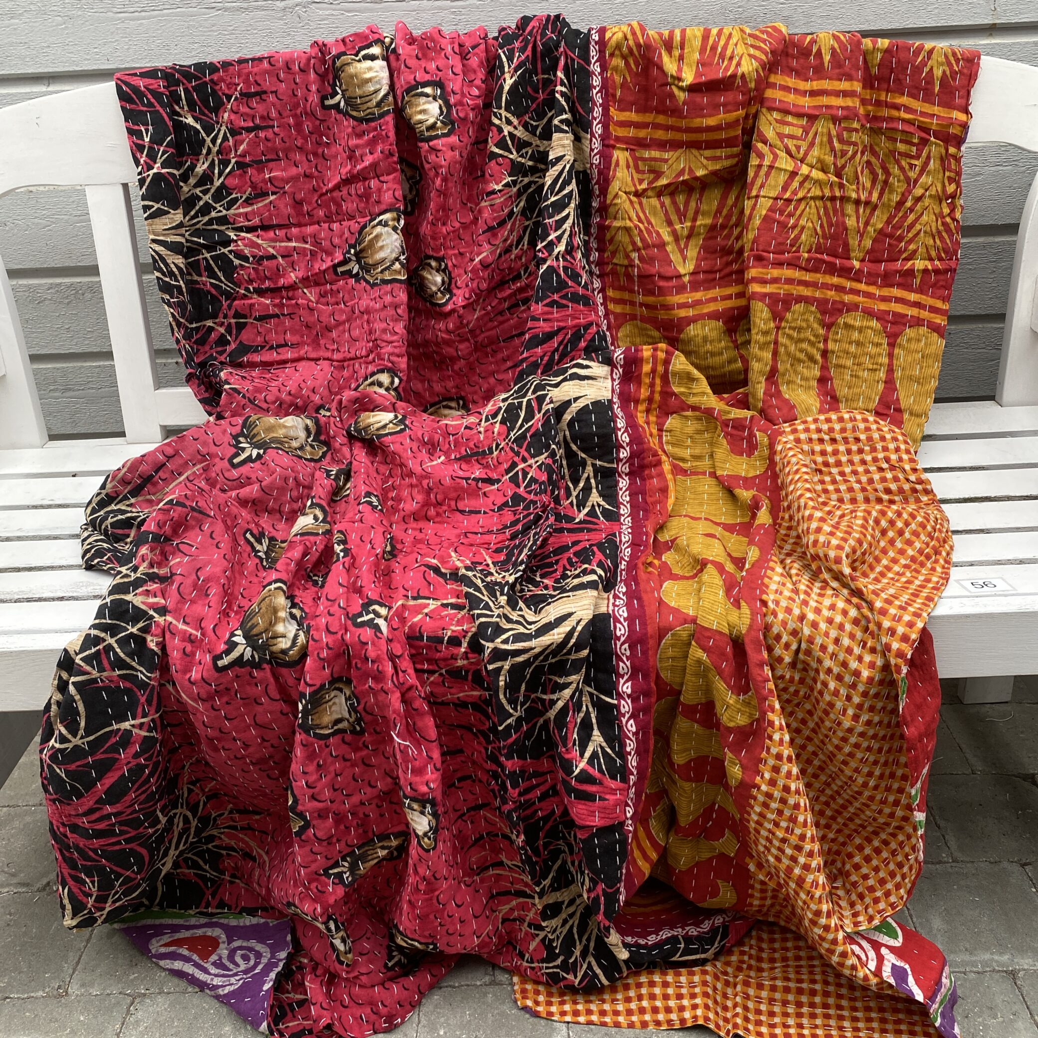 Sari kantha tæppe ca. 135x230 cm. #56