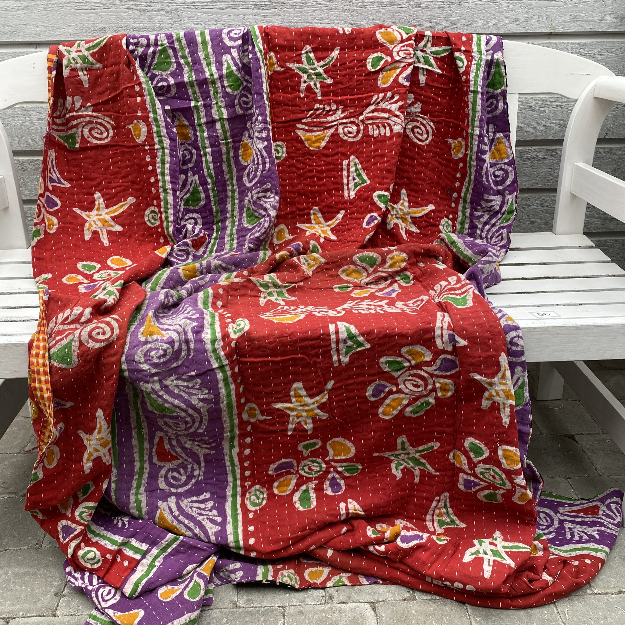 Sari kantha tæppe ca. 135x230 cm. #56