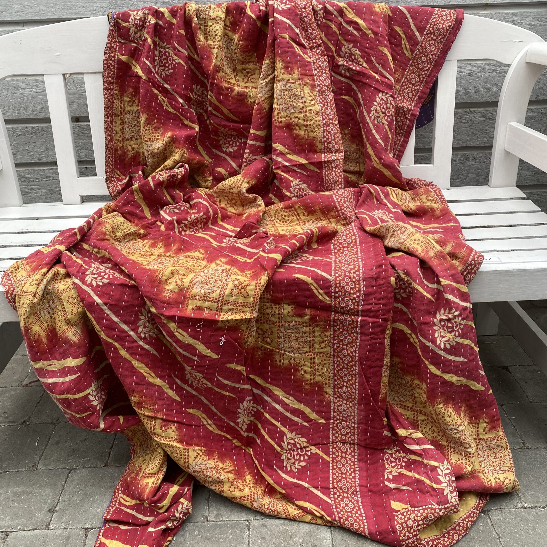 Sari kantha tæppe ca. 135x230 cm. #57