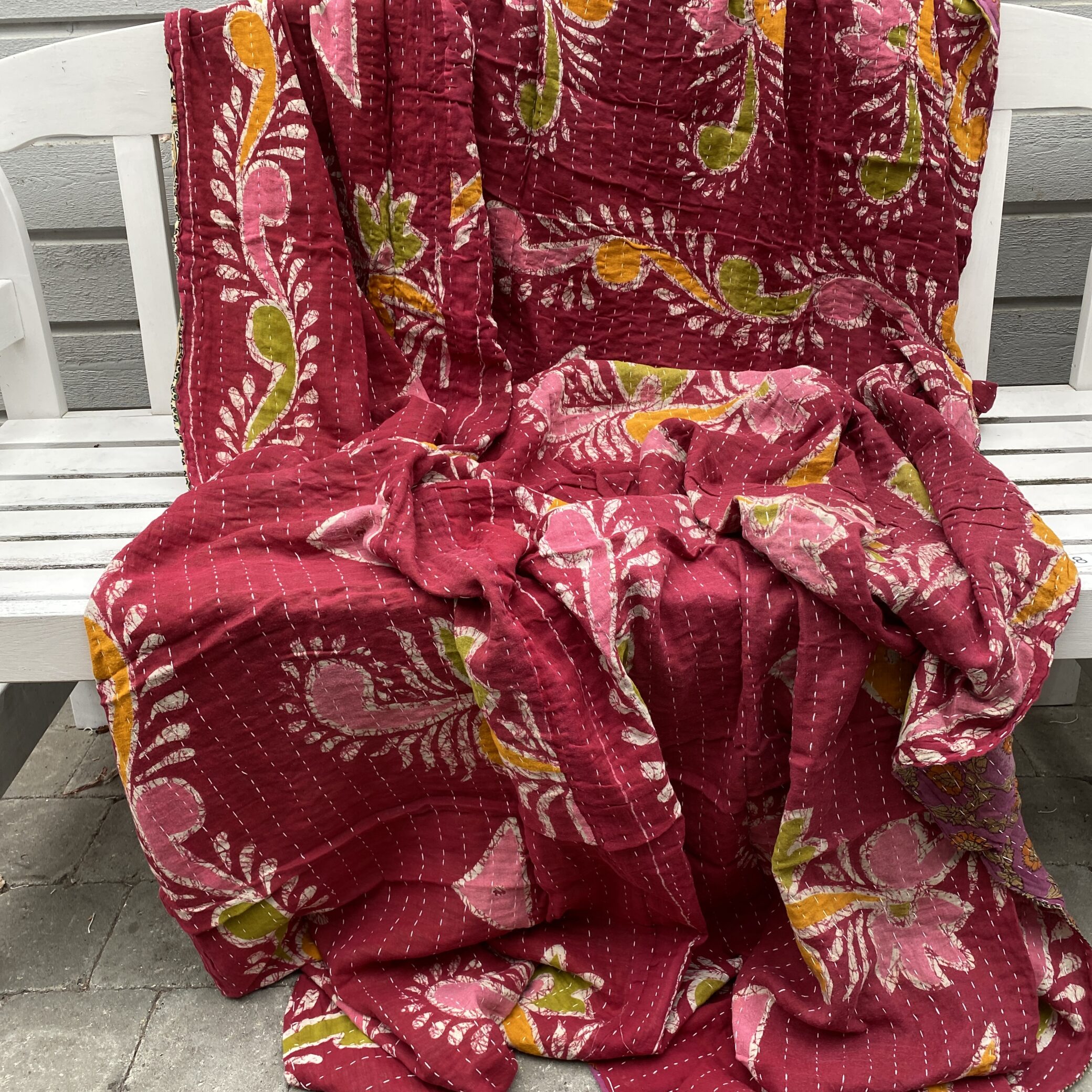 Sari kantha tæppe ca. 135x230 cm. #58
