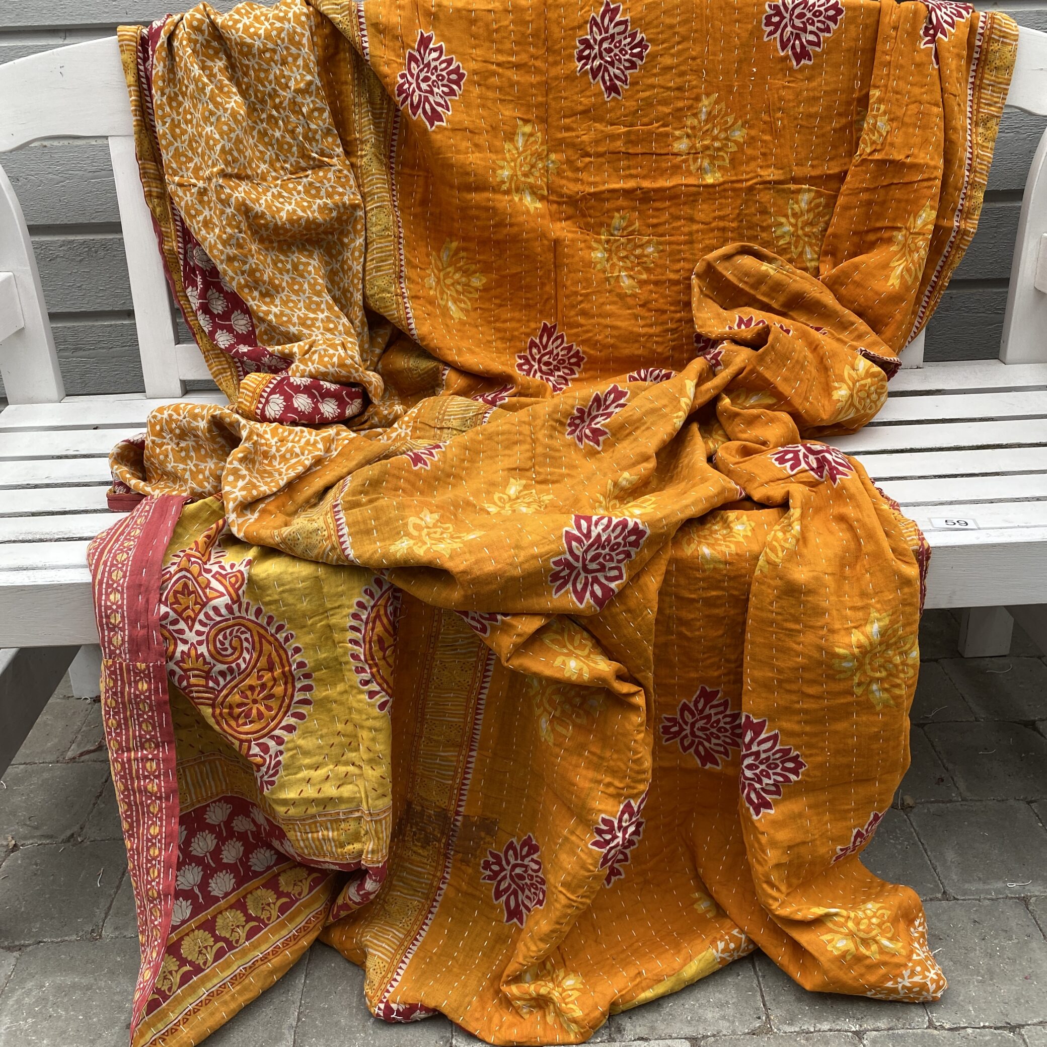 Sari kantha tæppe ca. 135x230 cm. #59