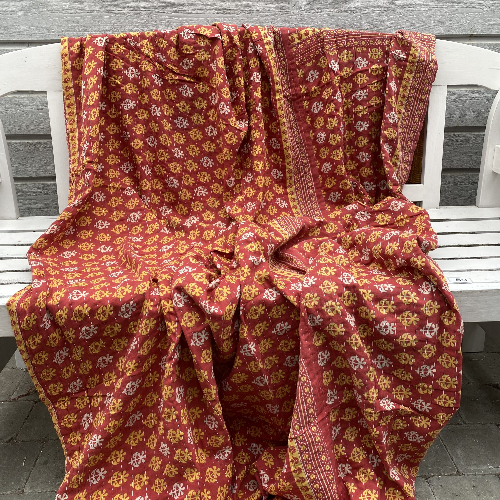 Sari kantha tæppe ca. 135x230 cm. #59