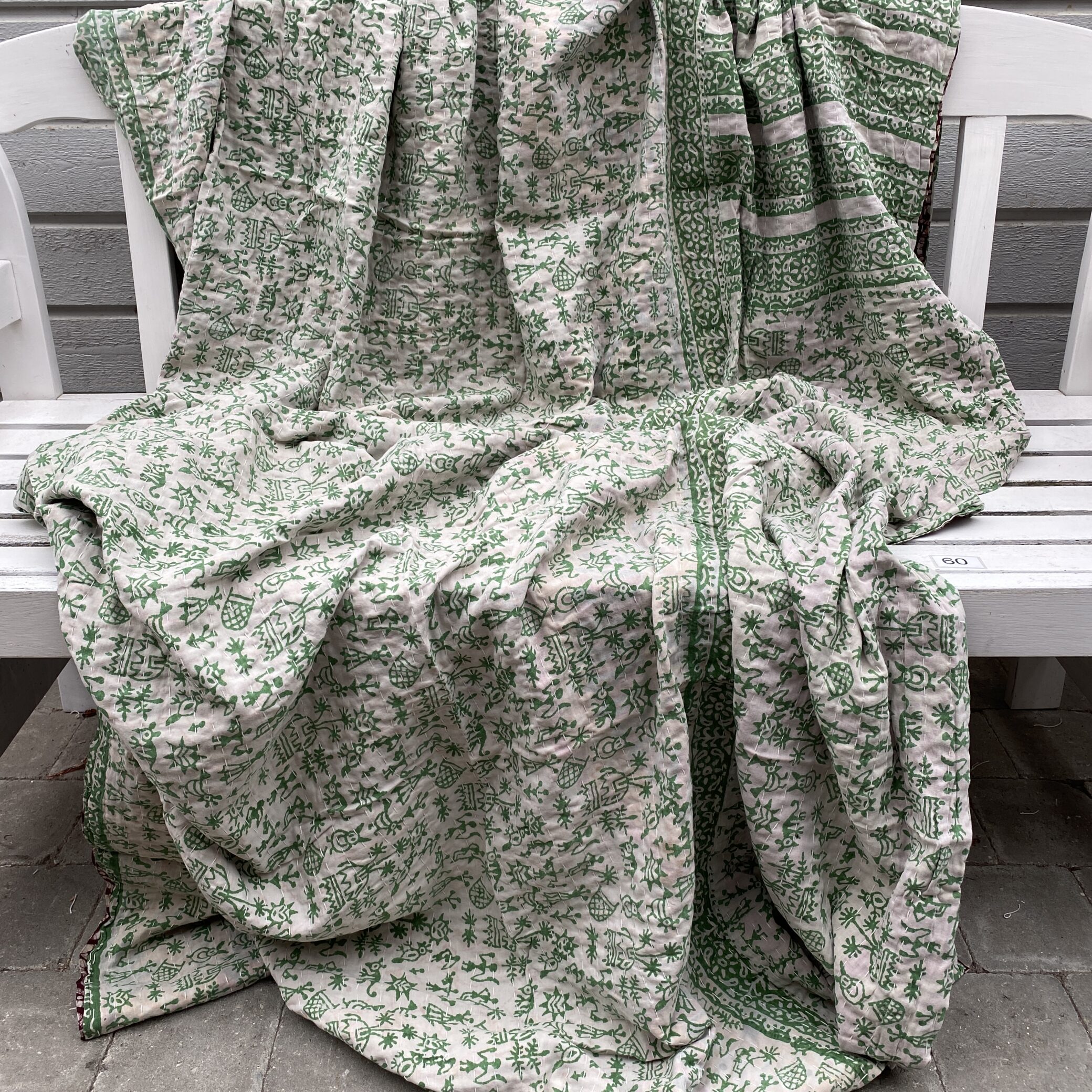 Sari kantha tæppe ca. 135x230 cm. #60