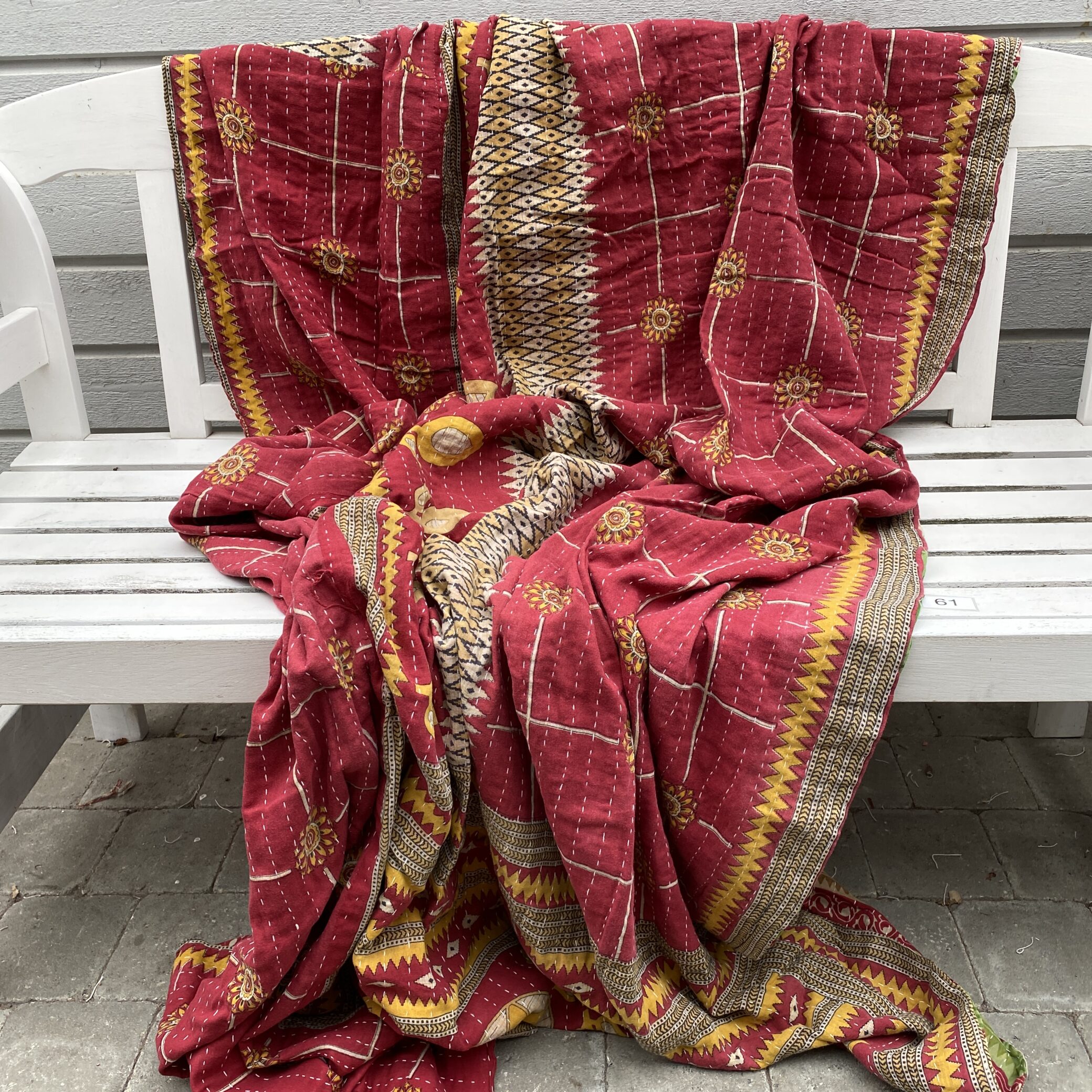 Sari kantha tæppe ca. 135x230 cm. #61