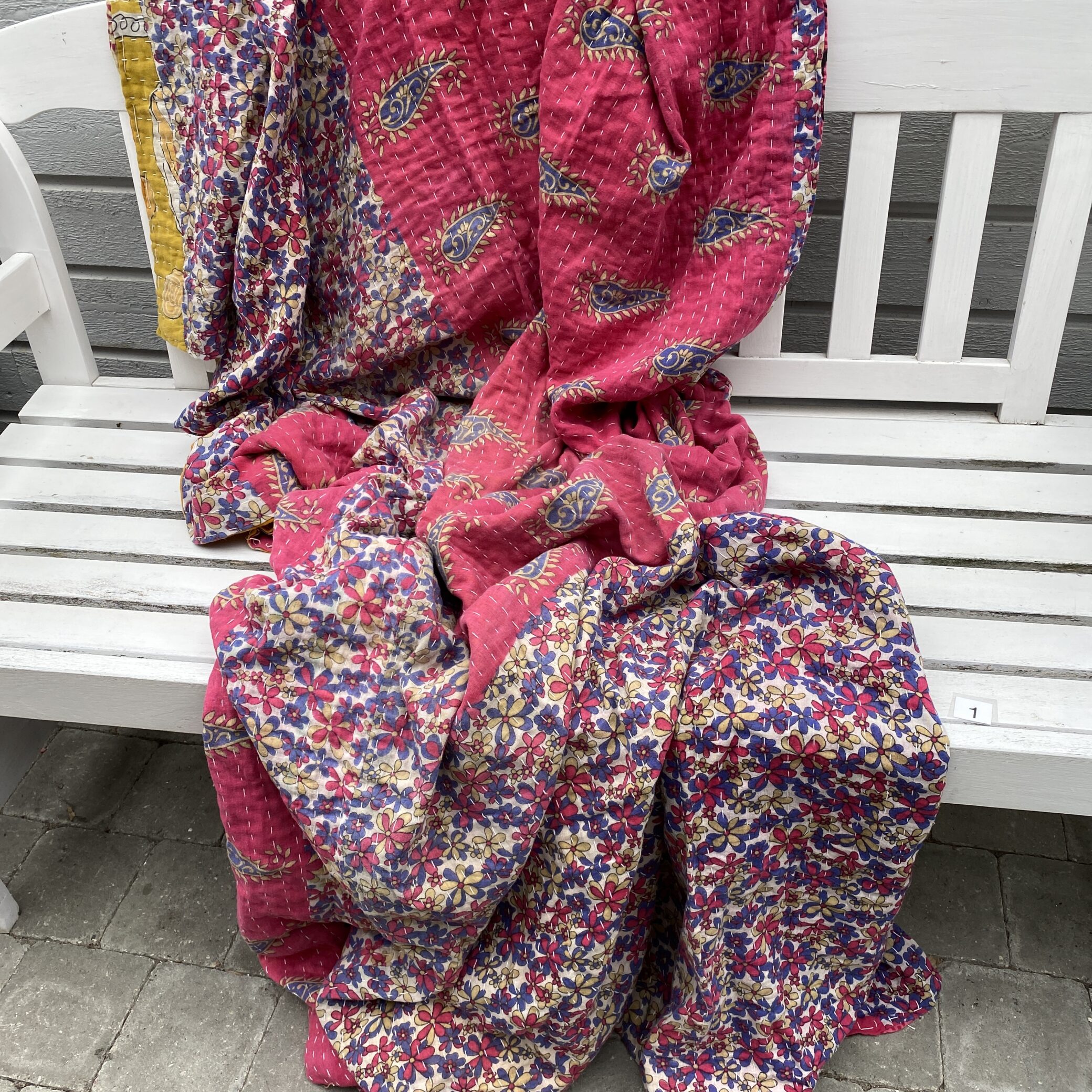 Sari kantha tæppe ca. 135x230 cm. #1