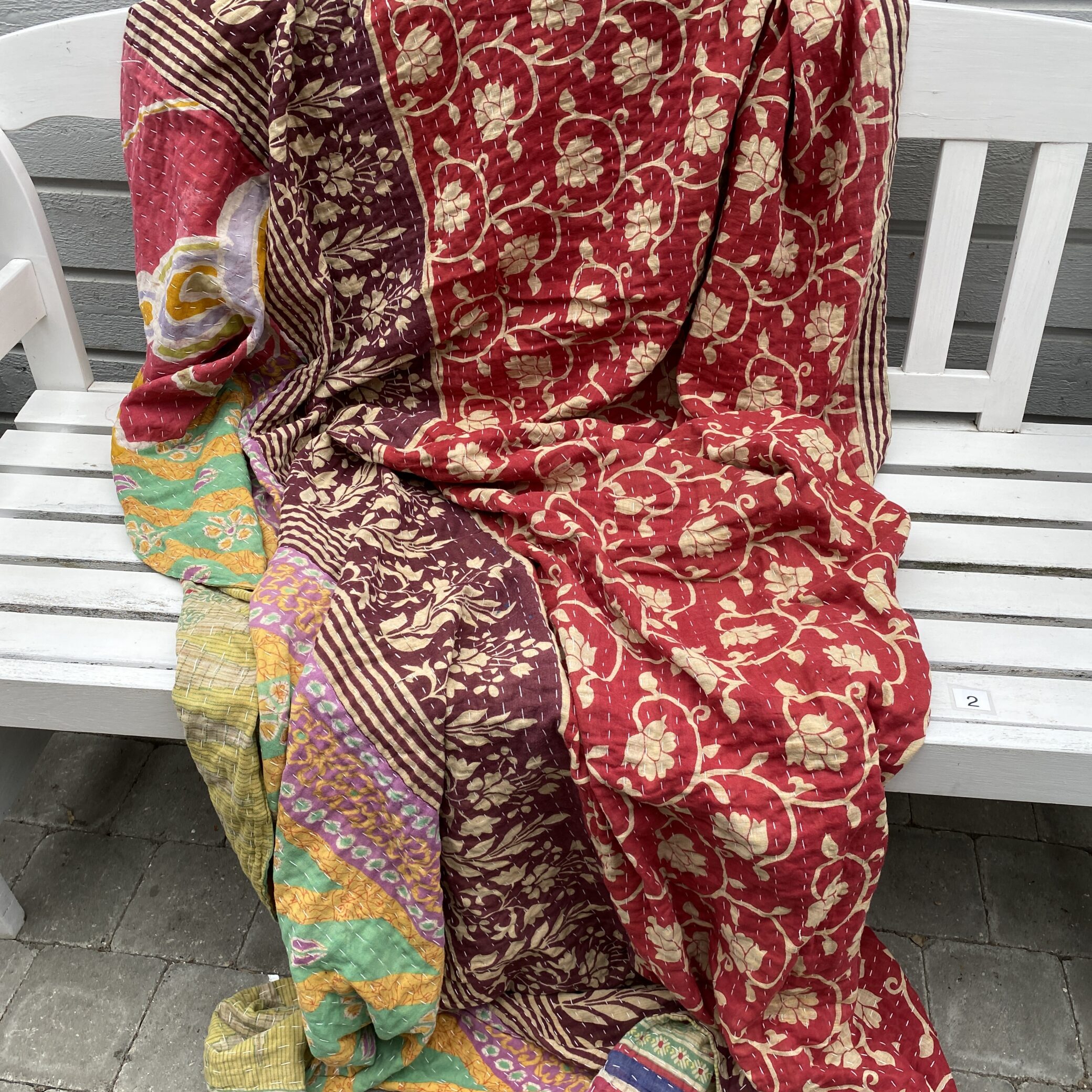 Sari kantha tæppe ca. 135x230 cm. #2