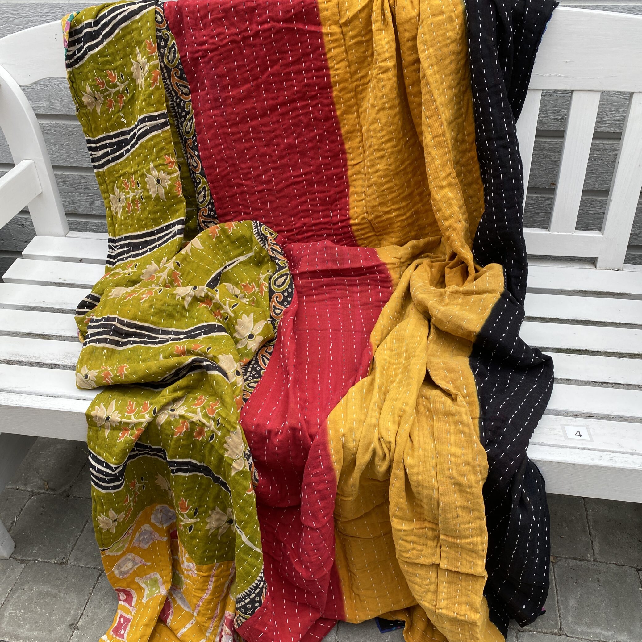 Sari kantha tæppe ca. 135x230 cm. #4