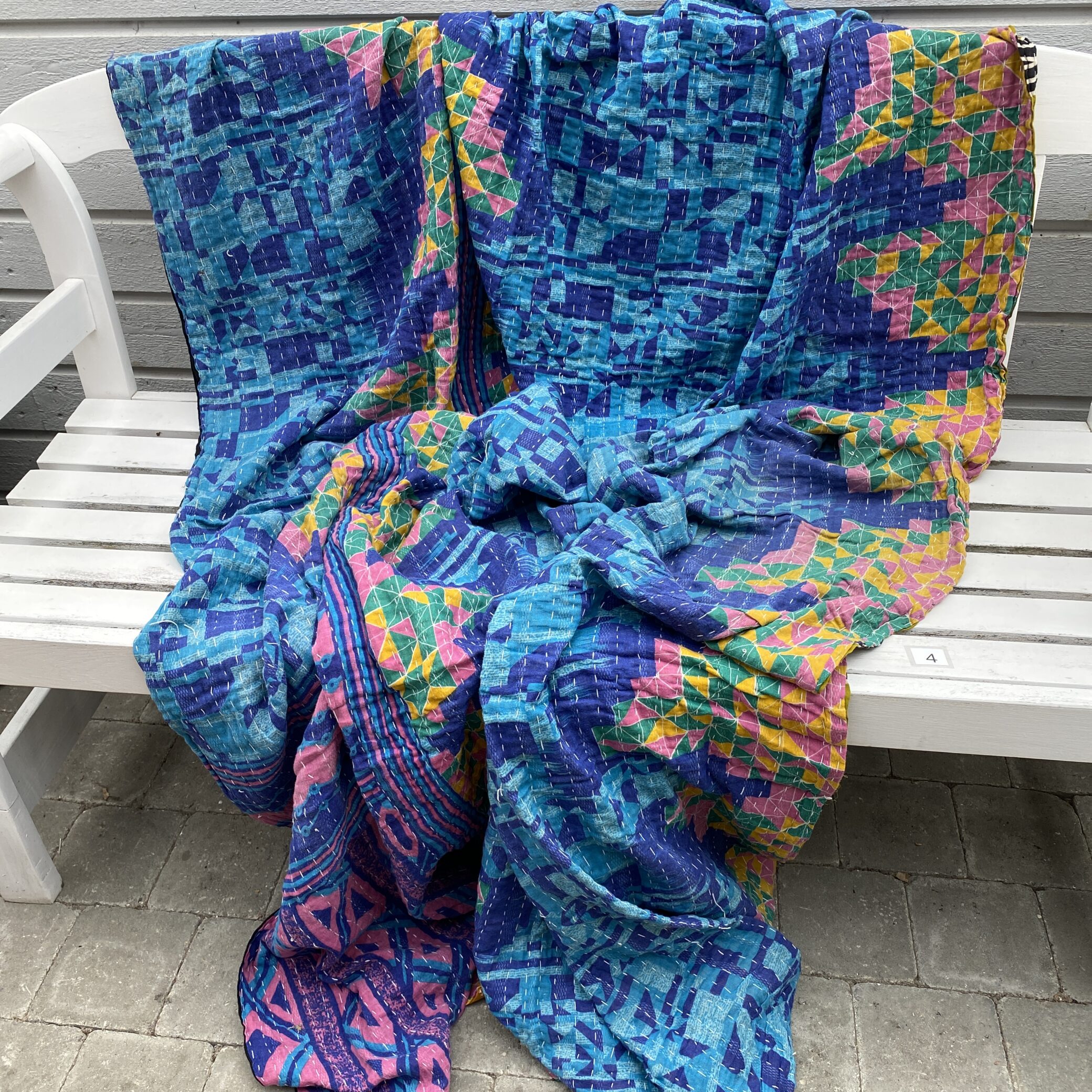 Sari kantha tæppe ca. 135x230 cm. #4