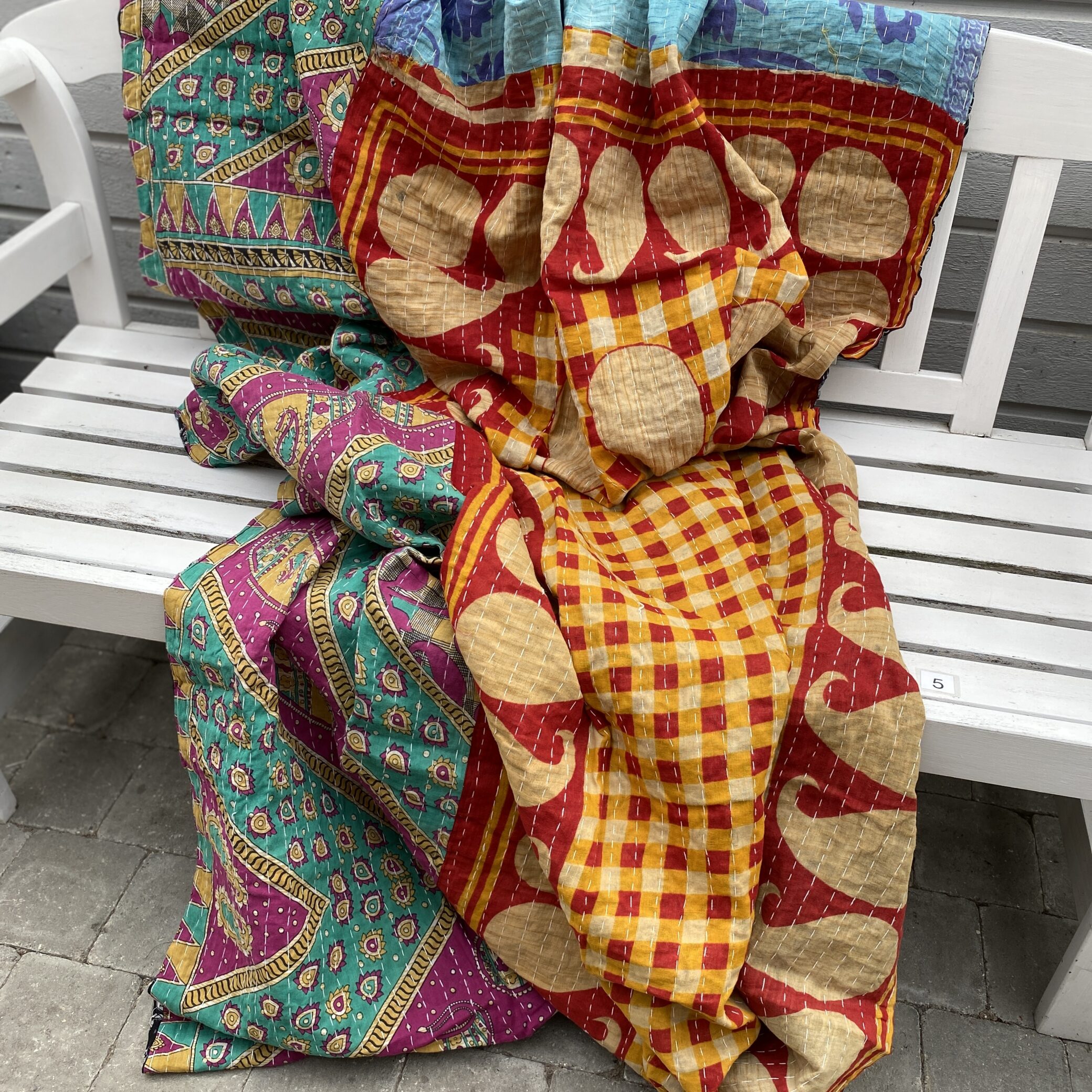 Sari kantha tæppe ca. 135x230 cm. #5