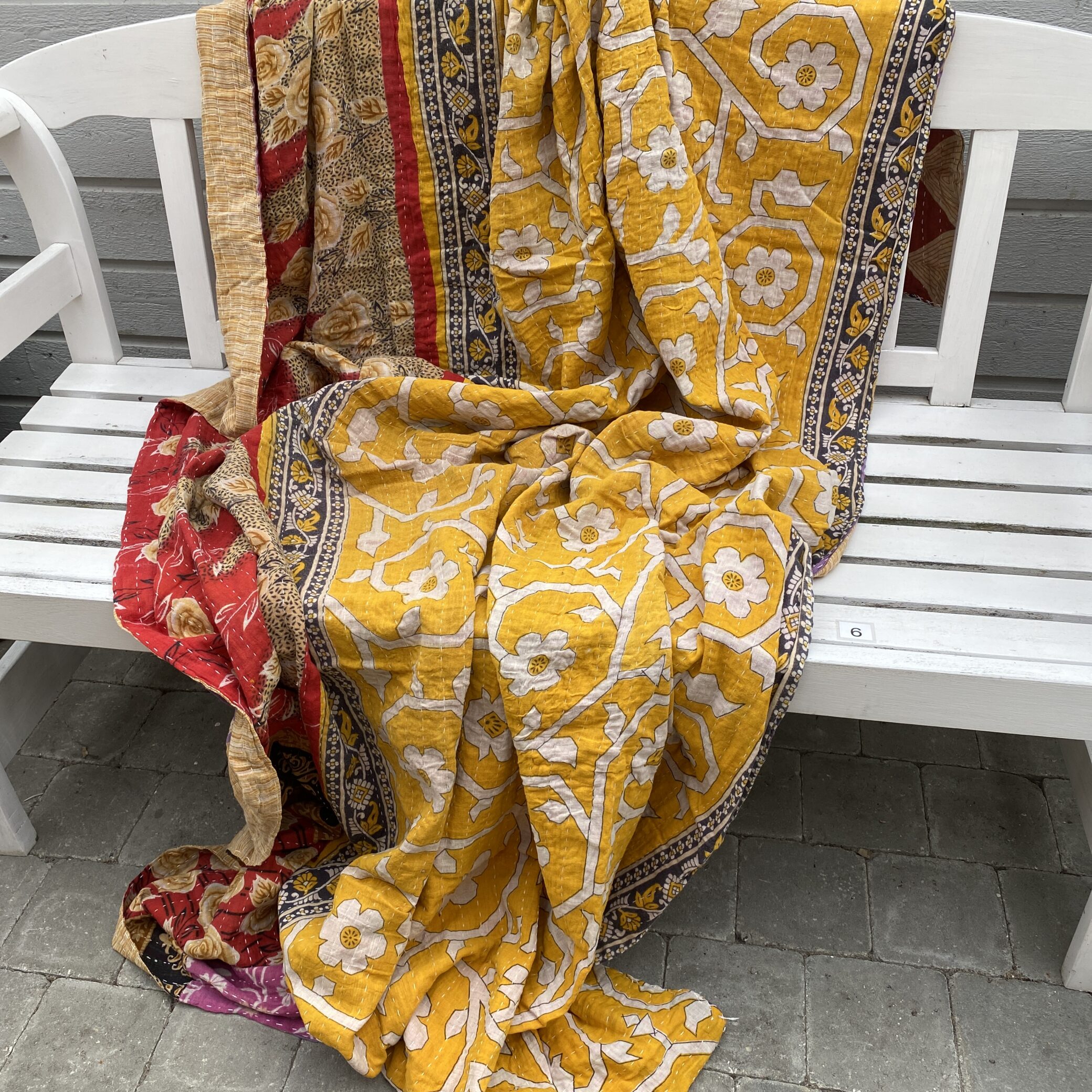 Sari kantha tæppe ca. 135x230 cm. #6