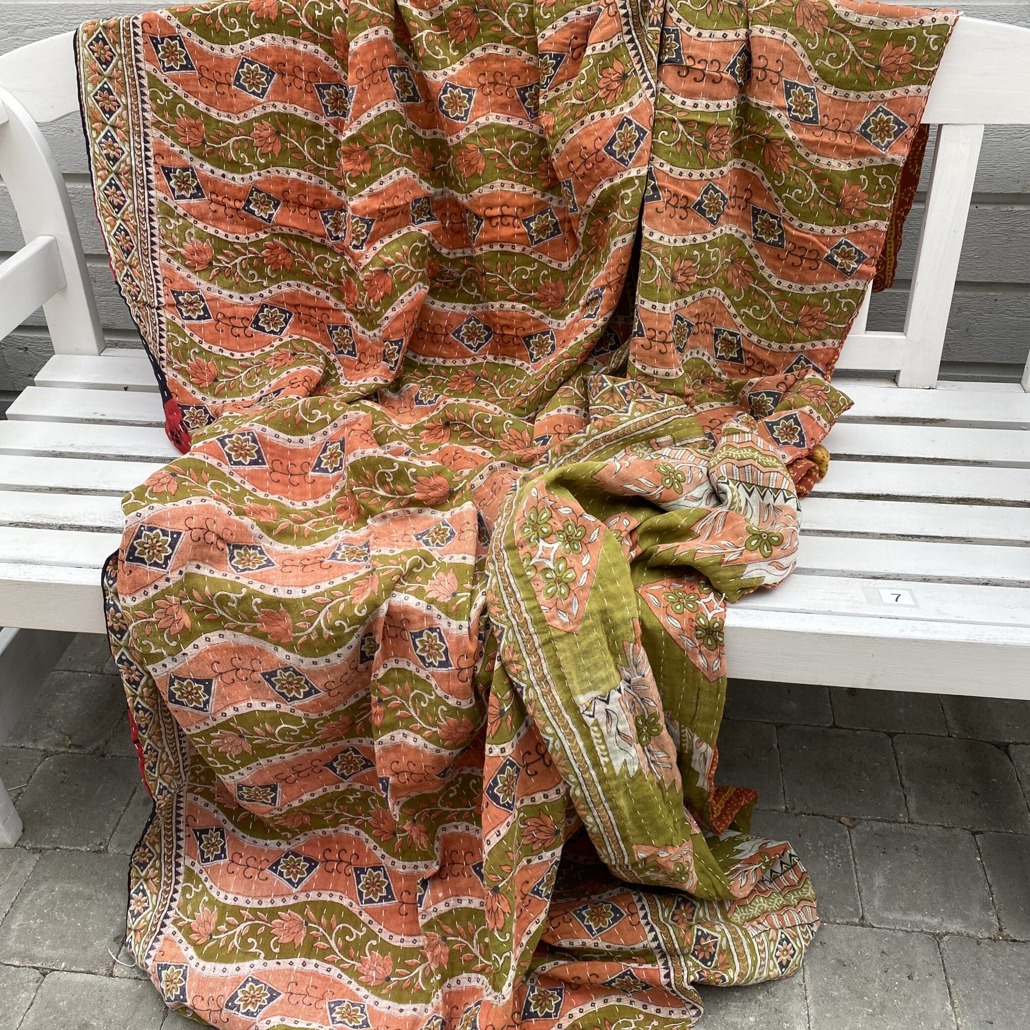 Sari kantha tæppe ca. 135x230 cm. #7