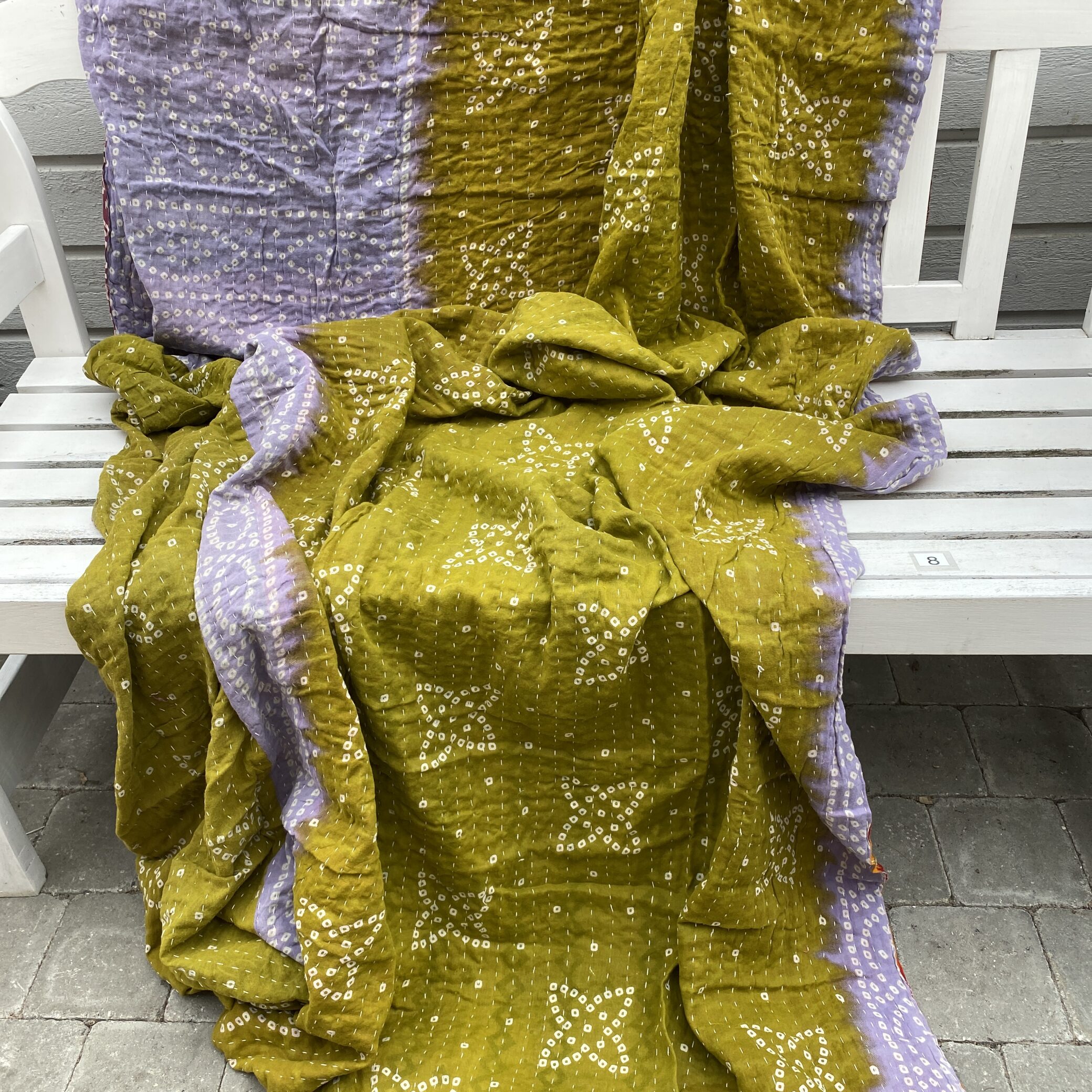 Sari kantha tæppe ca. 135x230 cm. #8