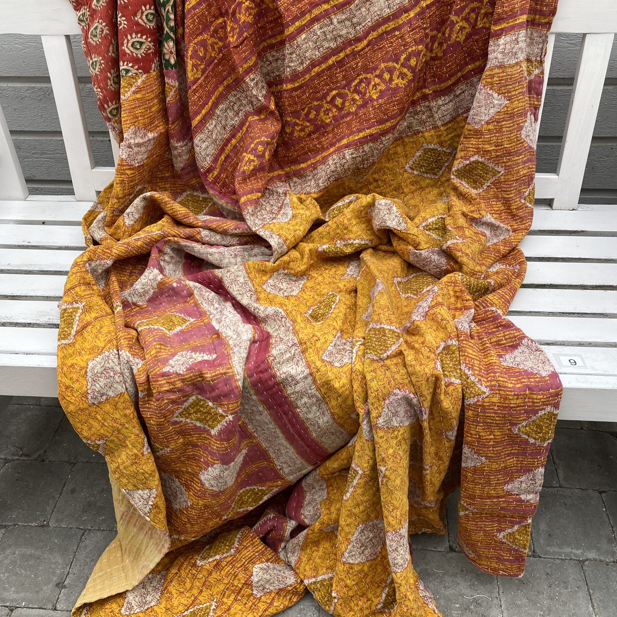 Sari kantha tæppe ca. 135x230 cm. #9